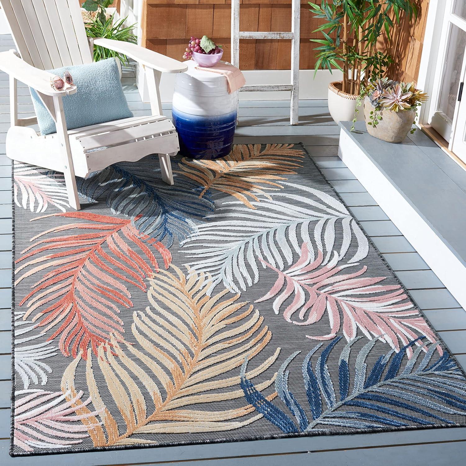 image:imageSAFAVIEH Washable Rug Outdoor Cabana Collection 8 x 10 Black amp Rust NonShedding amp Easy to Clean Ideal for Patio Backyard Mudroom CBN445HBlackRust