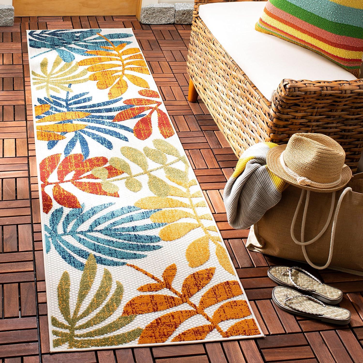 image:imageSAFAVIEH Washable Rug Outdoor Cabana Collection 8 x 10 Cream amp Red NonShedding amp Easy to Clean Ideal for Patio Backyard Mudroom CBN814ACremeRed