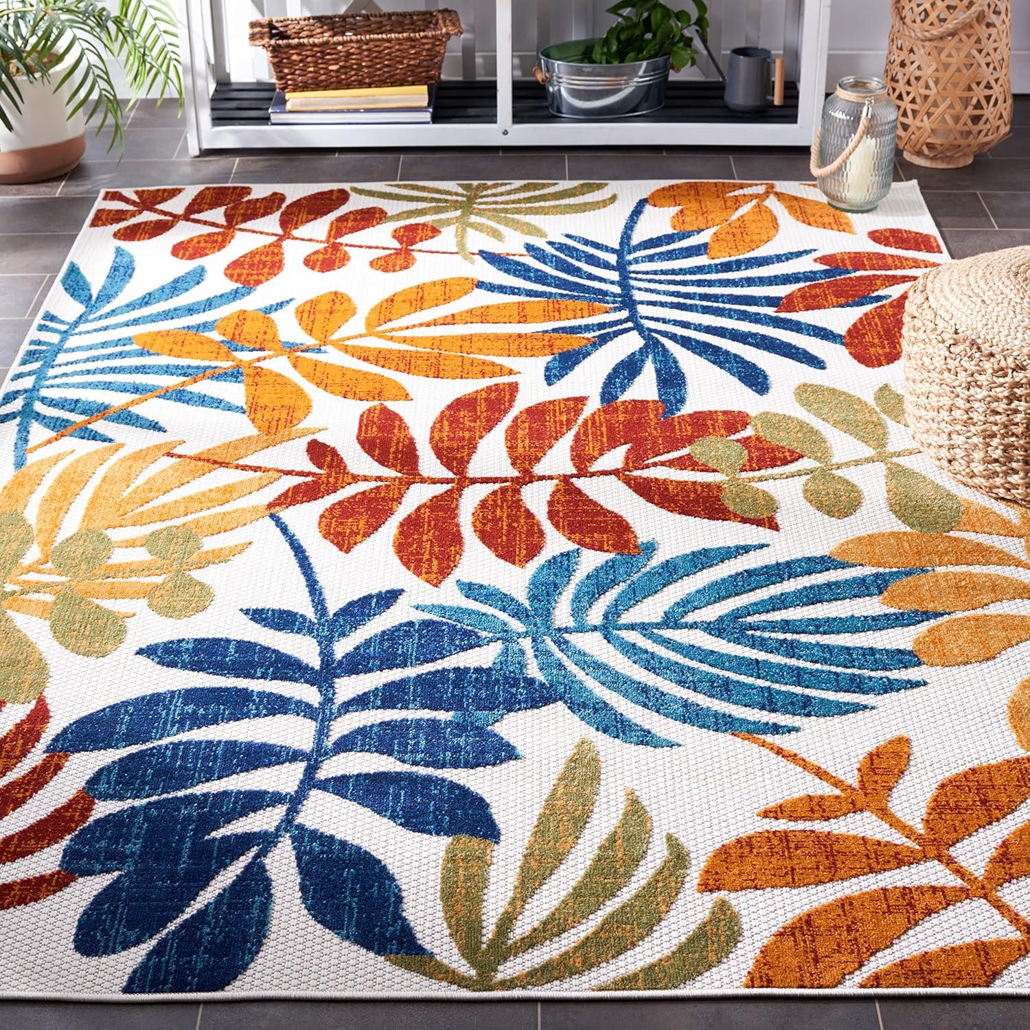 image:imageSAFAVIEH Washable Rug Outdoor Cabana Collection 8 x 10 Cream amp Red NonShedding amp Easy to Clean Ideal for Patio Backyard Mudroom CBN814ACremeRed