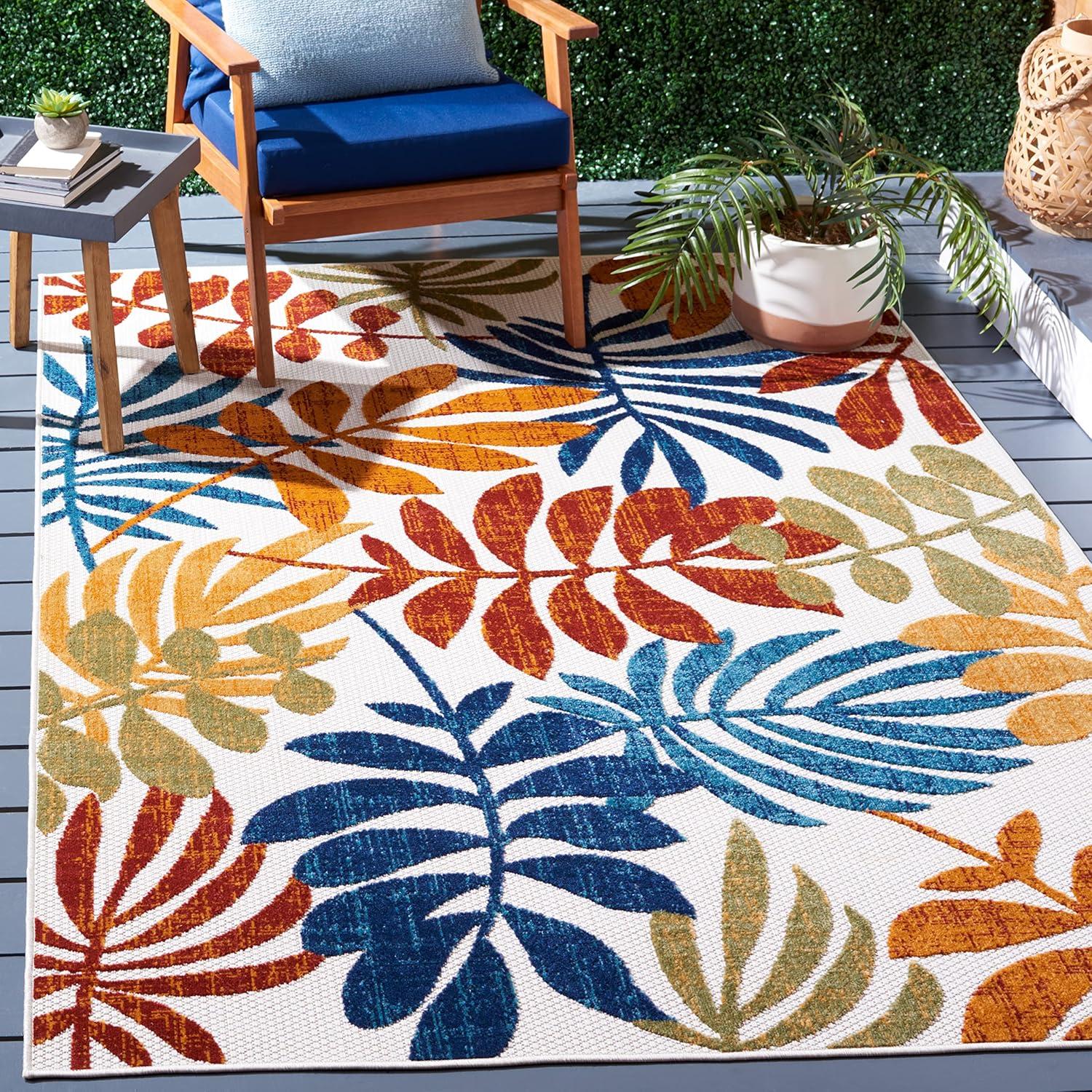 image:imageSAFAVIEH Washable Rug Outdoor Cabana Collection 8 x 10 Cream amp Red NonShedding amp Easy to Clean Ideal for Patio Backyard Mudroom CBN814ACremeRed
