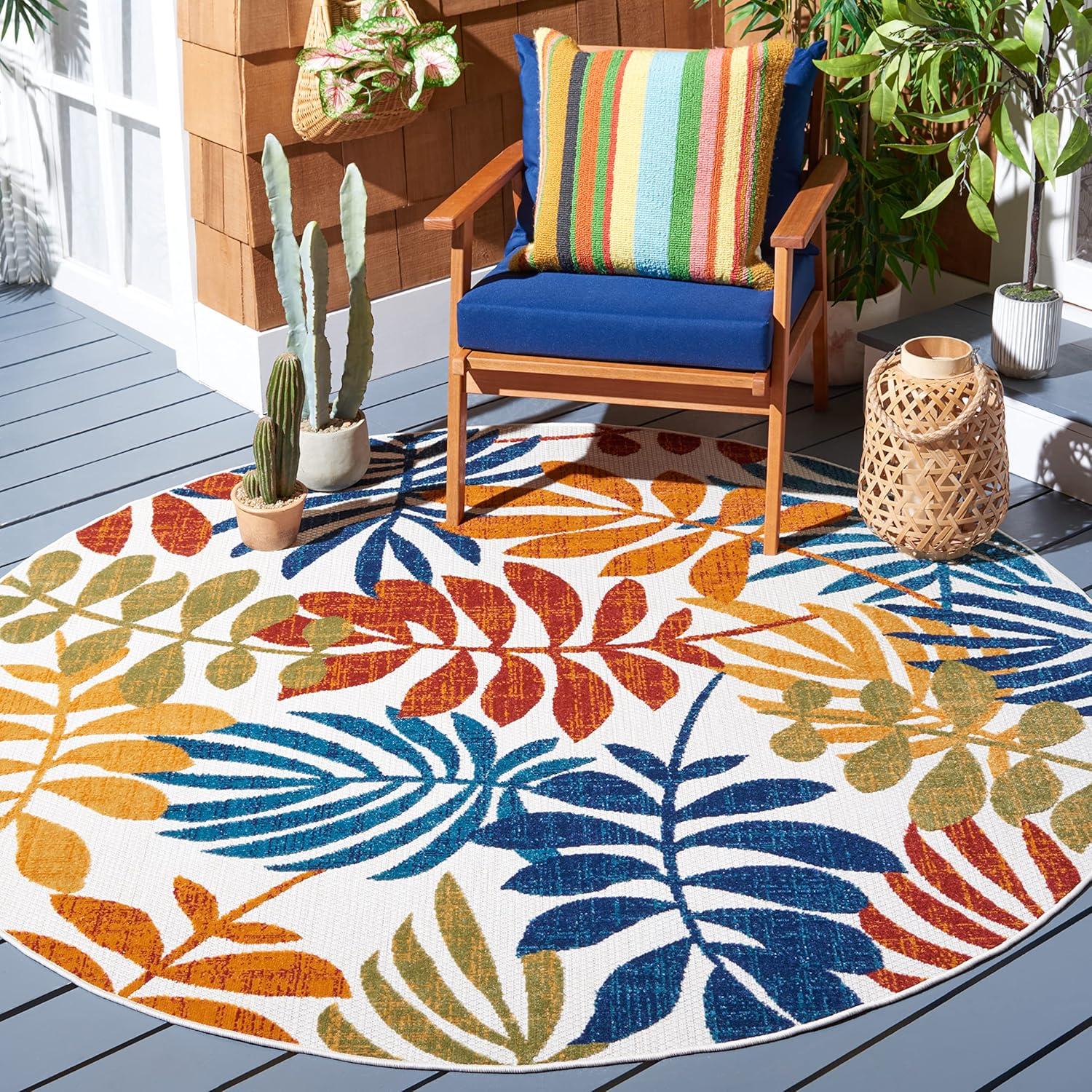 image:imageSAFAVIEH Washable Rug Outdoor Cabana Collection 8 x 10 Cream amp Red NonShedding amp Easy to Clean Ideal for Patio Backyard Mudroom CBN814ACremeRed