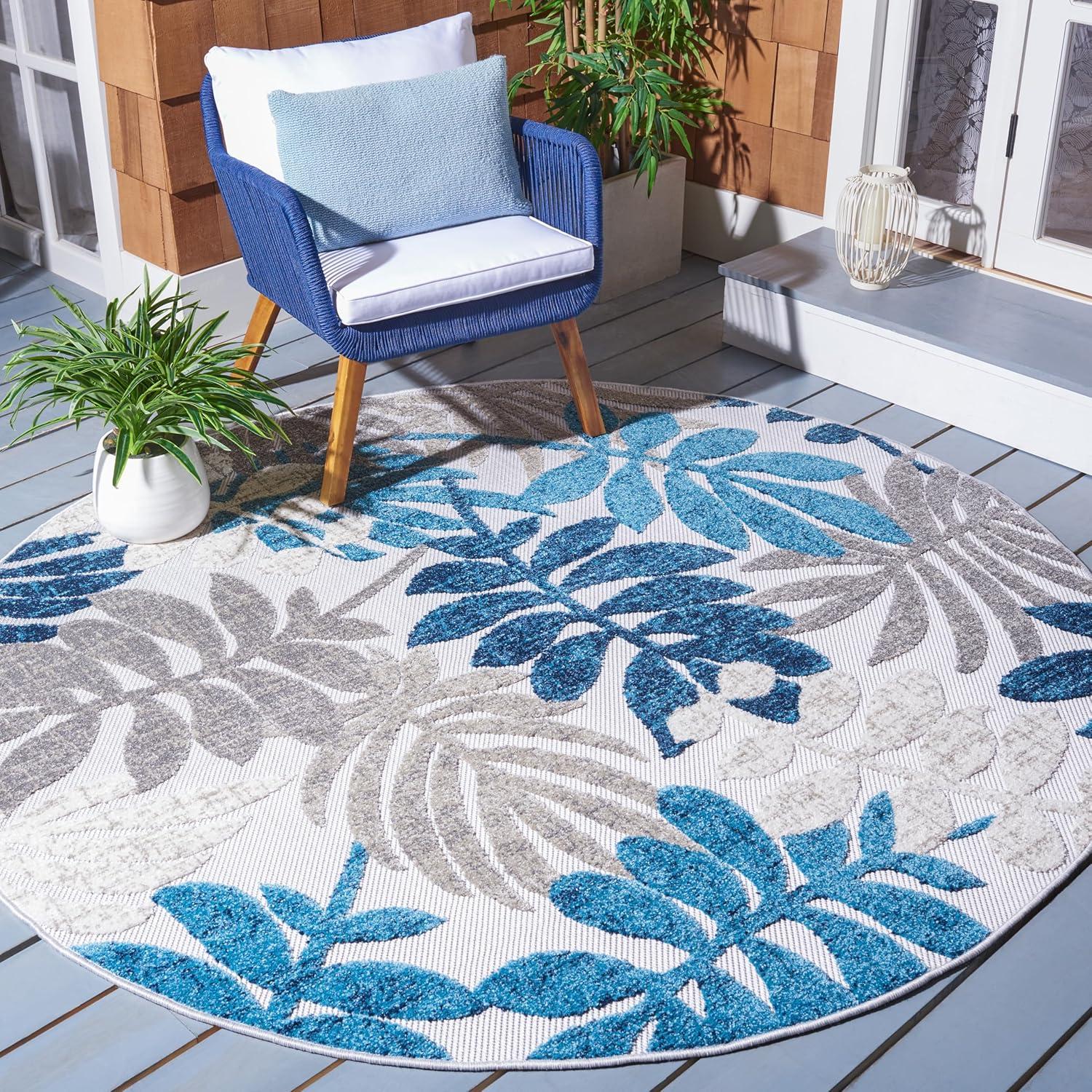 image:imageSAFAVIEH Washable Rug Outdoor Cabana Collection 8 x 10 Cream amp Red NonShedding amp Easy to Clean Ideal for Patio Backyard Mudroom CBN814AGreyBlue