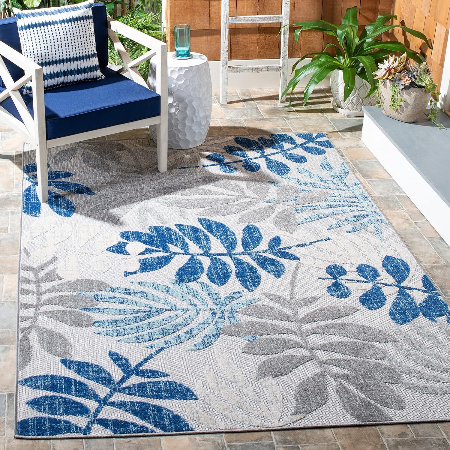 image:imageSAFAVIEH Washable Rug Outdoor Cabana Collection 8 x 10 Cream amp Red NonShedding amp Easy to Clean Ideal for Patio Backyard Mudroom CBN814AGreyBlue