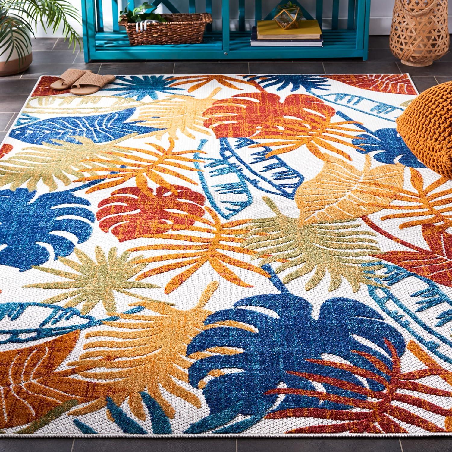 image:imageSAFAVIEH Washable Rug Outdoor Cabana Collection 8 x 10 Cream amp Red NonShedding amp Easy to Clean Ideal for Patio Backyard Mudroom CBN831ACremeRed