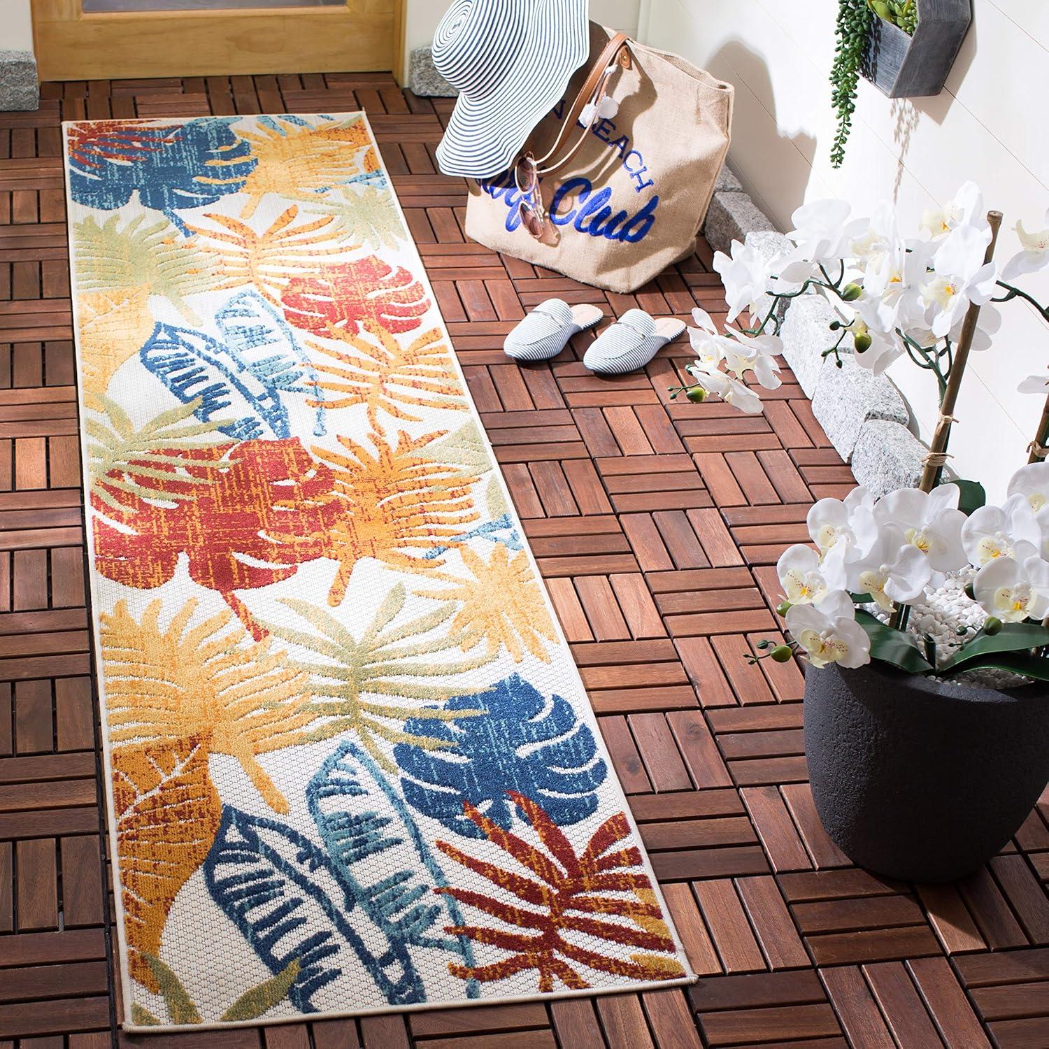 image:imageSAFAVIEH Washable Rug Outdoor Cabana Collection 8 x 10 Cream amp Red NonShedding amp Easy to Clean Ideal for Patio Backyard Mudroom CBN831ACremeRed