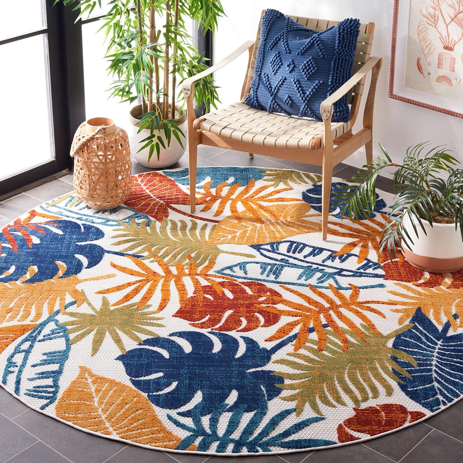 image:imageSAFAVIEH Washable Rug Outdoor Cabana Collection 8 x 10 Cream amp Red NonShedding amp Easy to Clean Ideal for Patio Backyard Mudroom CBN831ACremeRed