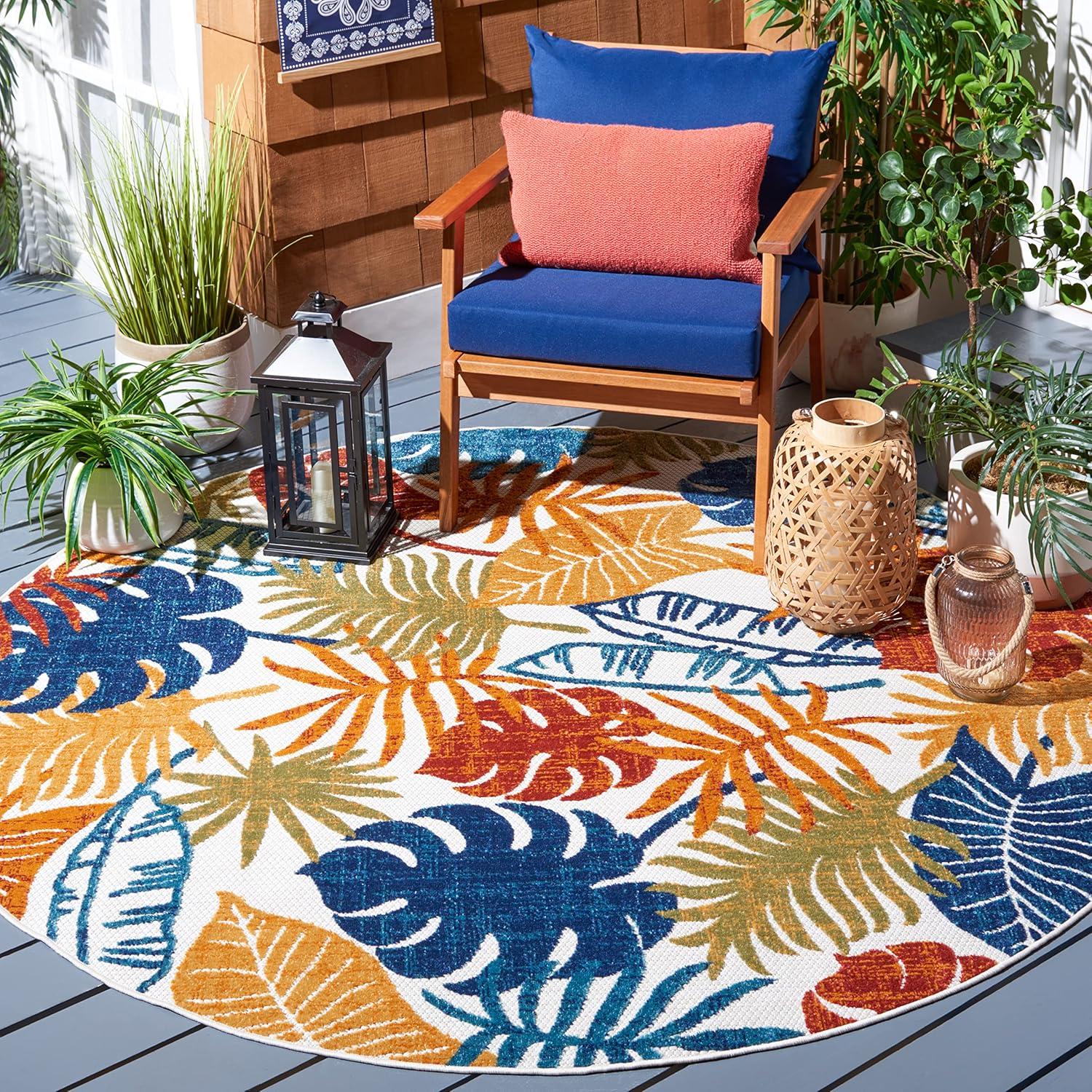 image:imageSAFAVIEH Washable Rug Outdoor Cabana Collection 8 x 10 Cream amp Red NonShedding amp Easy to Clean Ideal for Patio Backyard Mudroom CBN831ACremeRed