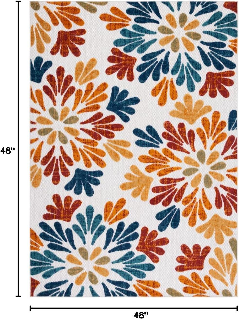 image:imageSAFAVIEH Washable Rug Outdoor Cabana Collection 9 x 12 Grey amp Blue NonShedding amp Easy to Clean Ideal for Patio Backyard Mudroom CBN800FCremeRed