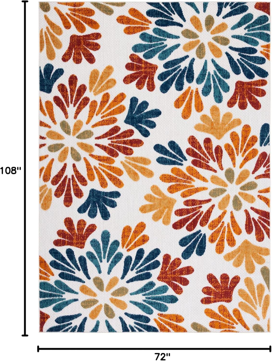 image:imageSAFAVIEH Washable Rug Outdoor Cabana Collection 9 x 12 Grey amp Blue NonShedding amp Easy to Clean Ideal for Patio Backyard Mudroom CBN800FCremeRed