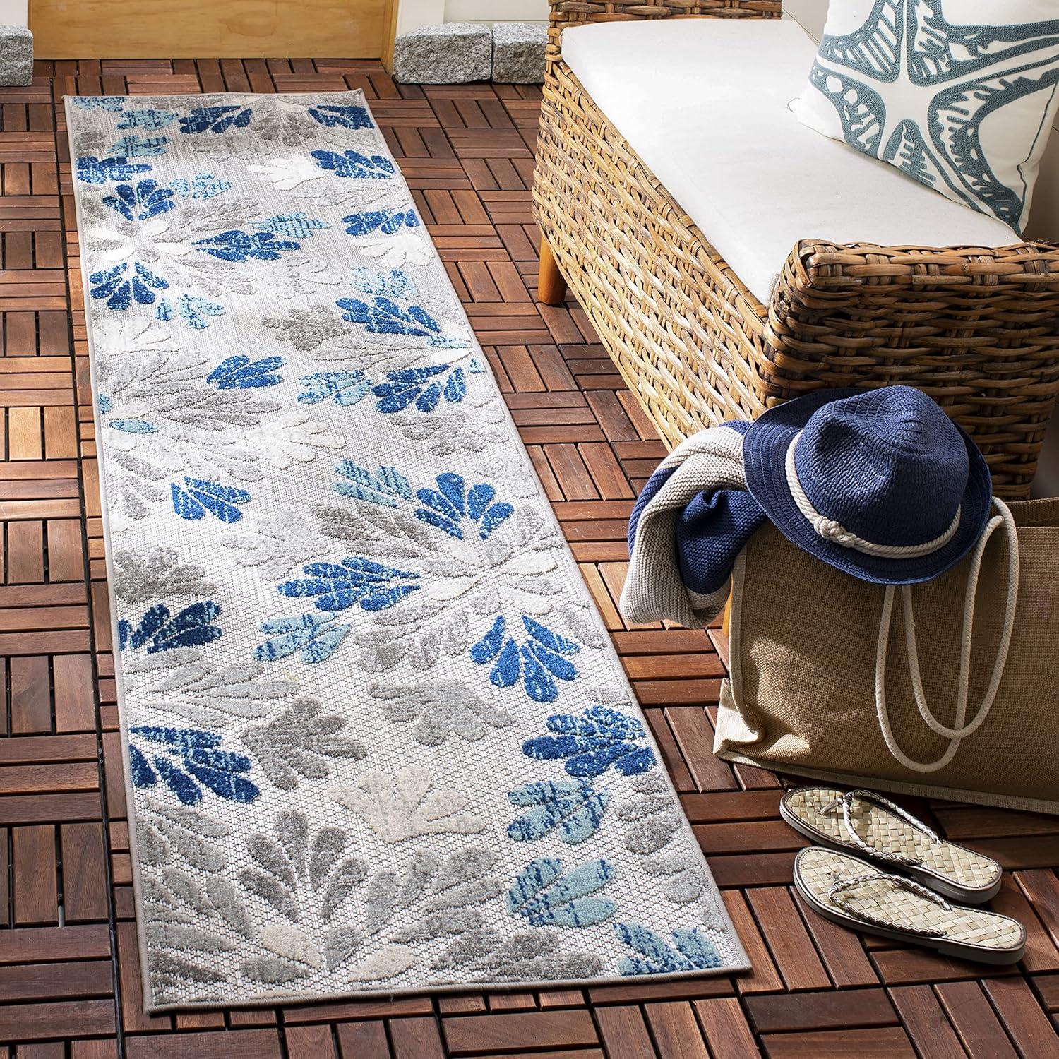 image:imageSAFAVIEH Washable Rug Outdoor Cabana Collection 9 x 12 Grey amp Blue NonShedding amp Easy to Clean Ideal for Patio Backyard Mudroom CBN800FGreyBlue