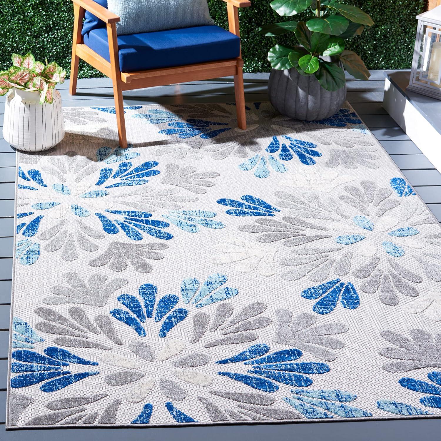 image:imageSAFAVIEH Washable Rug Outdoor Cabana Collection 9 x 12 Grey amp Blue NonShedding amp Easy to Clean Ideal for Patio Backyard Mudroom CBN800FGreyBlue