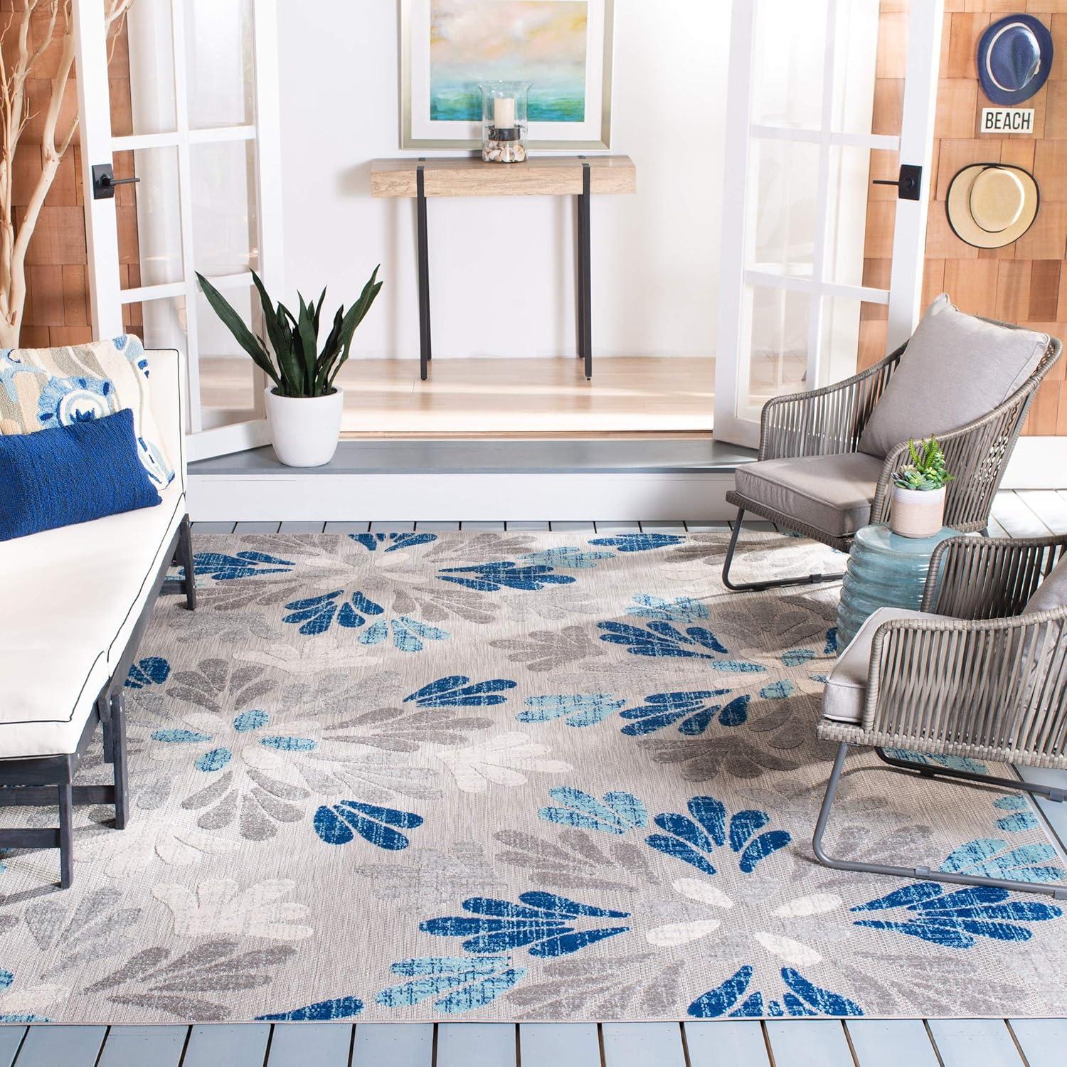 image:imageSAFAVIEH Washable Rug Outdoor Cabana Collection 9 x 12 Grey amp Blue NonShedding amp Easy to Clean Ideal for Patio Backyard Mudroom CBN800FGreyBlue