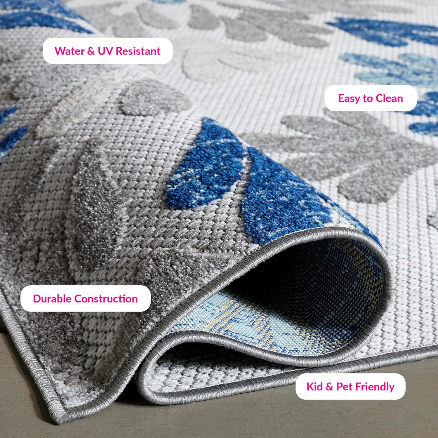 image:imageSAFAVIEH Washable Rug Outdoor Cabana Collection 9 x 12 Grey amp Blue NonShedding amp Easy to Clean Ideal for Patio Backyard Mudroom CBN800FGreyBlue