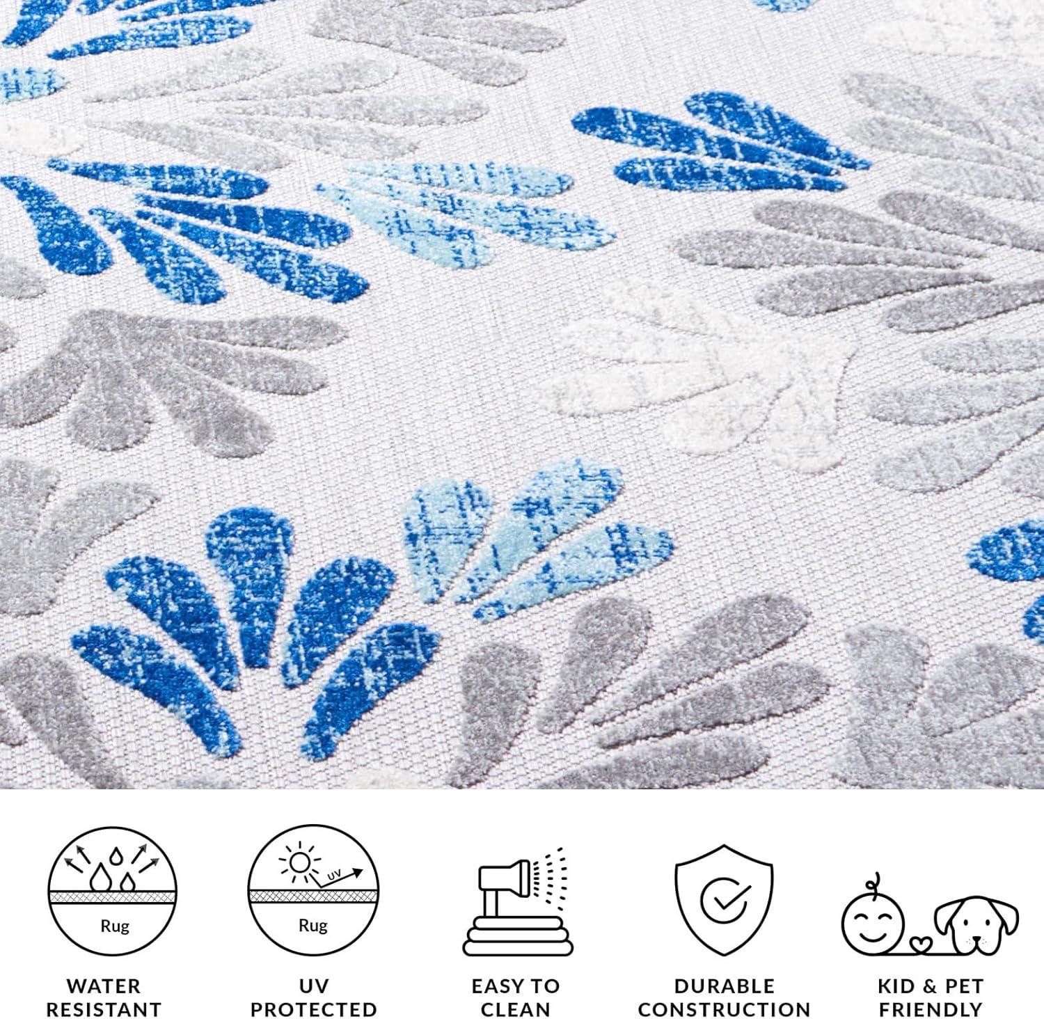 image:imageSAFAVIEH Washable Rug Outdoor Cabana Collection 9 x 12 Grey amp Blue NonShedding amp Easy to Clean Ideal for Patio Backyard Mudroom CBN800FGreyBlue