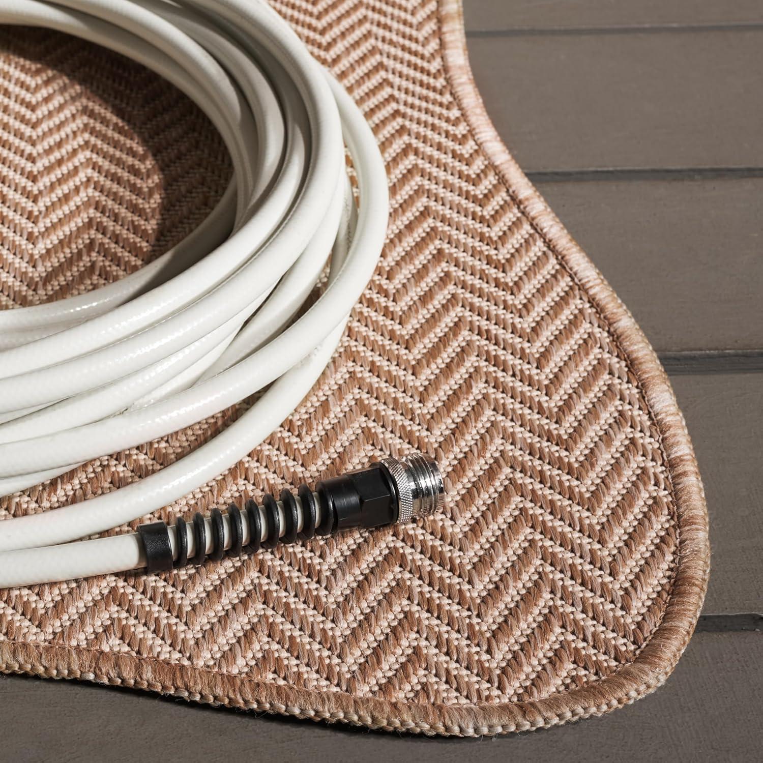 image:imageSAFAVIEH Washable Rug Outdoor Courtyard Collection 10 Square Black amp Beige NonShedding amp Easy Cleaning Ideal for Patio Backyard Mudroom CY802236621NaturalCream