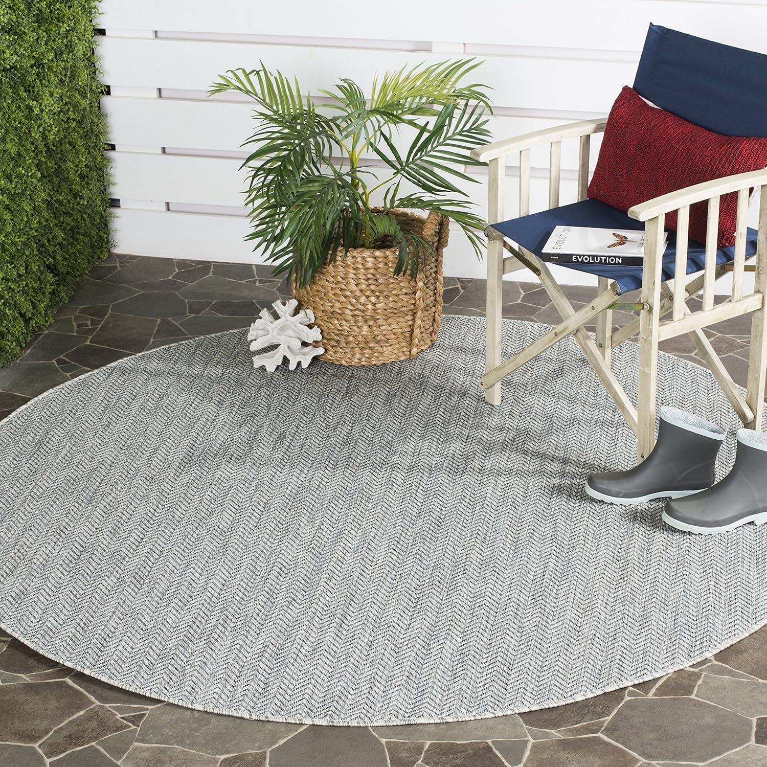 image:imageSAFAVIEH Washable Rug Outdoor Courtyard Collection 10 Square Black amp Beige NonShedding amp Easy Cleaning Ideal for Patio Backyard Mudroom CY802236621GreyNavy