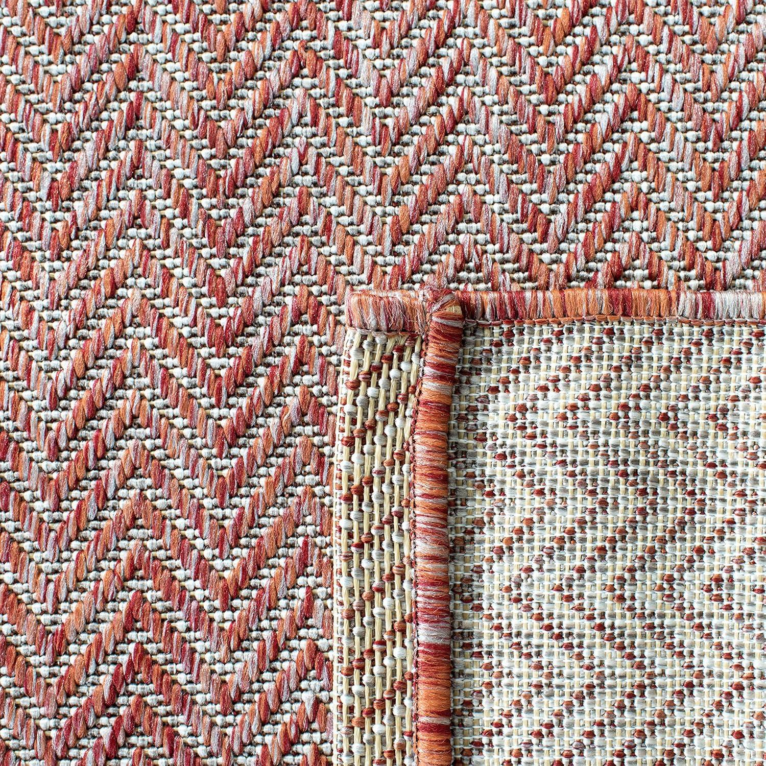image:imageSAFAVIEH Washable Rug Outdoor Courtyard Collection 10 Square Black amp Beige NonShedding amp Easy Cleaning Ideal for Patio Backyard Mudroom CY802236621RedBeige