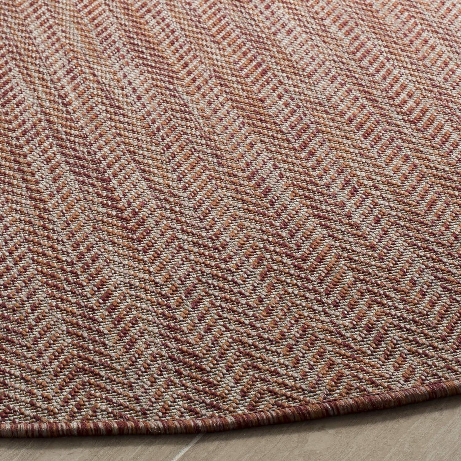 image:imageSAFAVIEH Washable Rug Outdoor Courtyard Collection 10 Square Black amp Beige NonShedding amp Easy Cleaning Ideal for Patio Backyard Mudroom CY802236621RedBeige