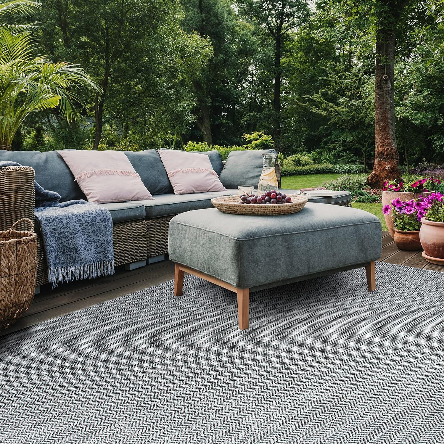 image:imageSAFAVIEH Washable Rug Outdoor Courtyard Collection 10 Square Black amp Beige NonShedding amp Easy Cleaning Ideal for Patio Backyard Mudroom CY802236621BlackBeige
