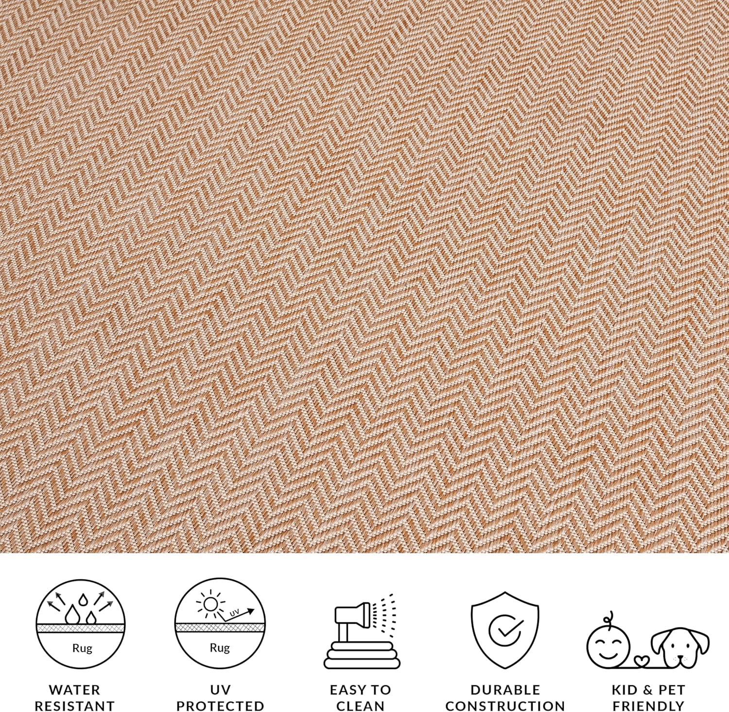 image:imageSAFAVIEH Washable Rug Outdoor Courtyard Collection 10 Square Black amp Beige NonShedding amp Easy Cleaning Ideal for Patio Backyard Mudroom CY802236621NaturalCream