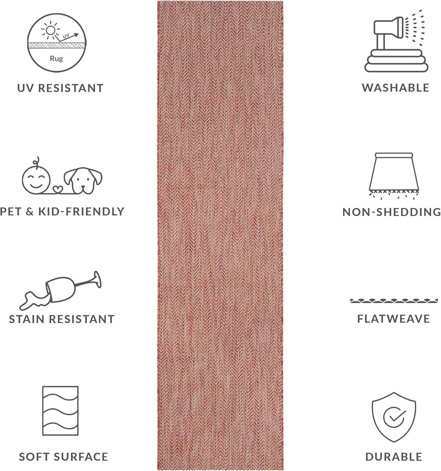 image:imageSAFAVIEH Washable Rug Outdoor Courtyard Collection 10 Square Black amp Beige NonShedding amp Easy Cleaning Ideal for Patio Backyard Mudroom CY802236621RedBeige
