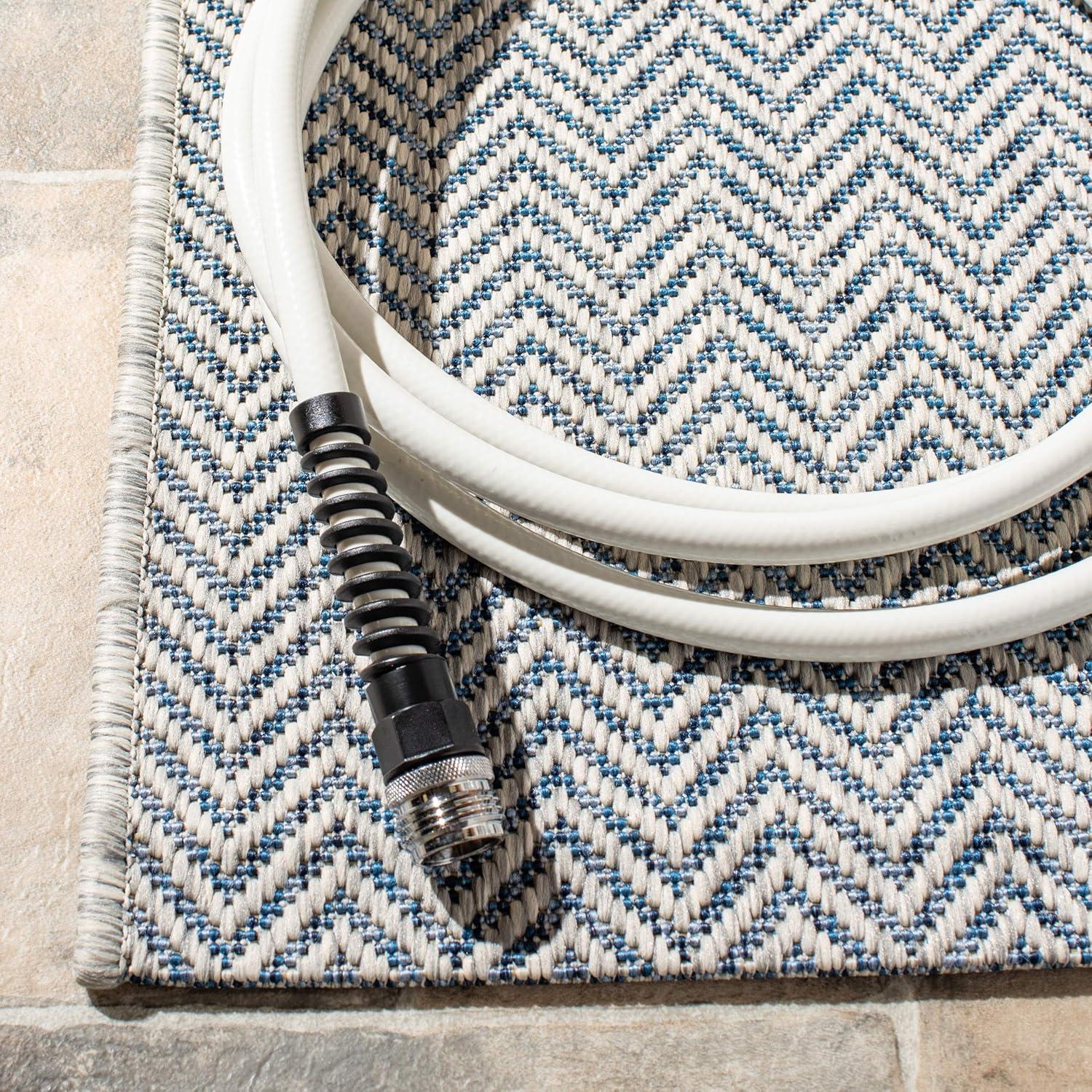 image:imageSAFAVIEH Washable Rug Outdoor Courtyard Collection 10 Square Black amp Beige NonShedding amp Easy Cleaning Ideal for Patio Backyard Mudroom CY802236621GreyNavy