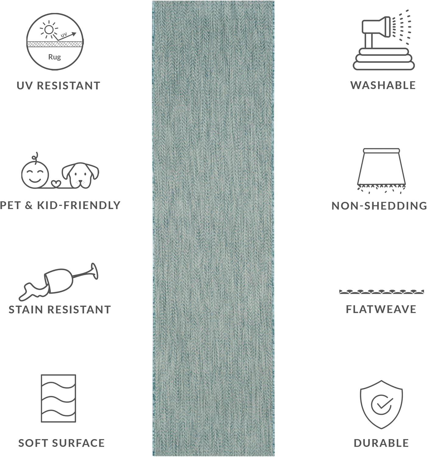 image:imageSAFAVIEH Washable Rug Outdoor Courtyard Collection 10 Square Black amp Beige NonShedding amp Easy Cleaning Ideal for Patio Backyard Mudroom CY802236621AquaGrey