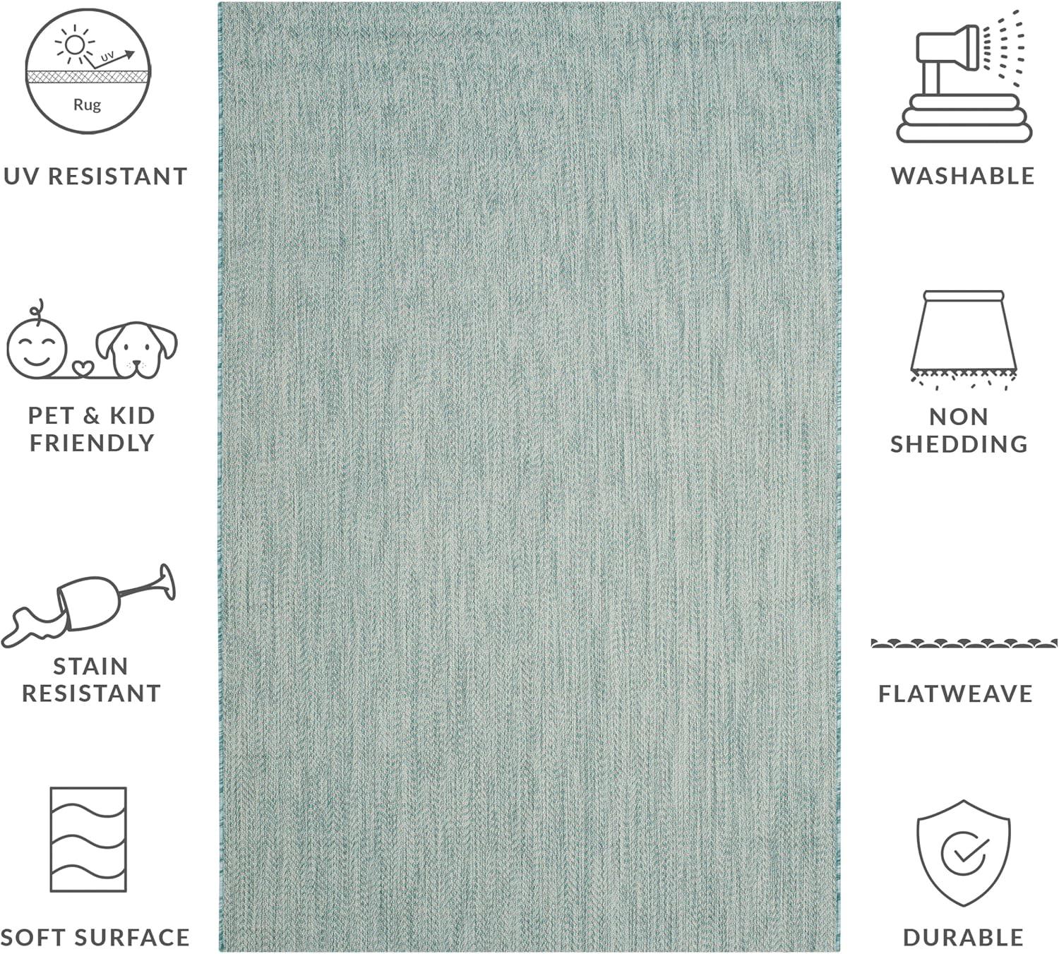 image:imageSAFAVIEH Washable Rug Outdoor Courtyard Collection 10 Square Black amp Beige NonShedding amp Easy Cleaning Ideal for Patio Backyard Mudroom CY802236621AquaGrey