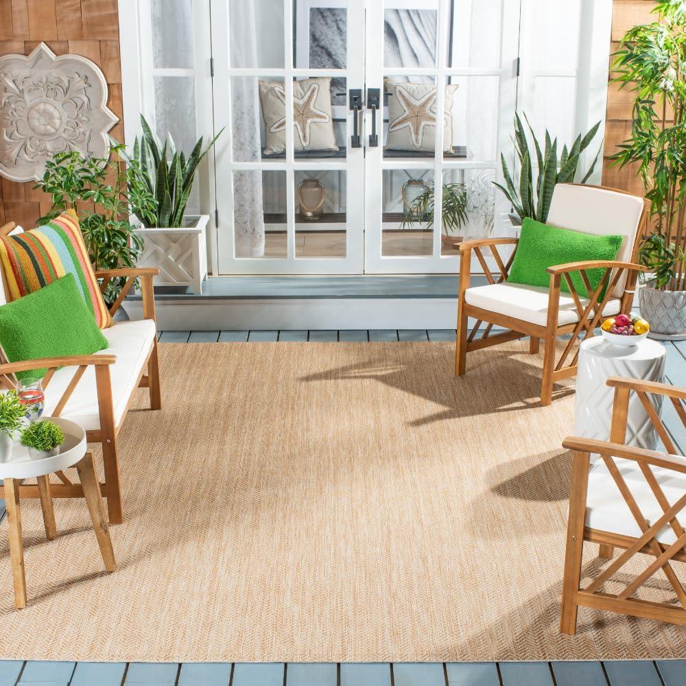image:imageSAFAVIEH Washable Rug Outdoor Courtyard Collection 10 Square Black amp Beige NonShedding amp Easy Cleaning Ideal for Patio Backyard Mudroom CY802236621NaturalCream