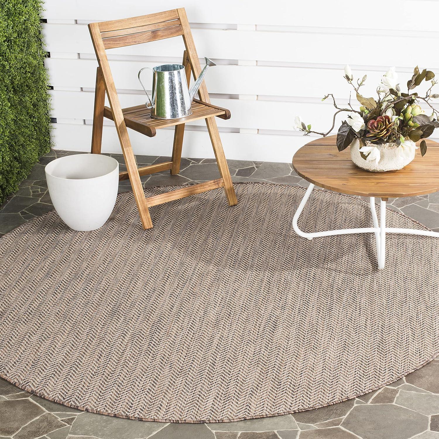 image:imageSAFAVIEH Washable Rug Outdoor Courtyard Collection 10 Square Black amp Beige NonShedding amp Easy Cleaning Ideal for Patio Backyard Mudroom CY802236621BrownBeige