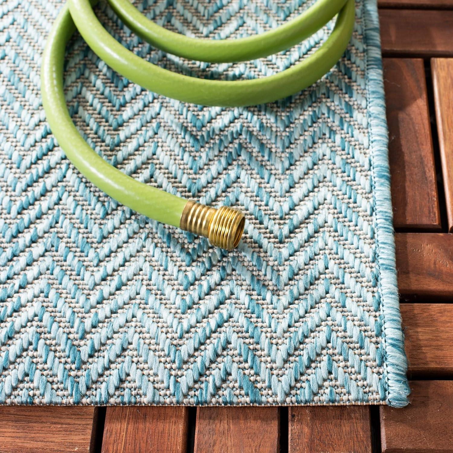 image:imageSAFAVIEH Washable Rug Outdoor Courtyard Collection 10 Square Black amp Beige NonShedding amp Easy Cleaning Ideal for Patio Backyard Mudroom CY802236621AquaGrey