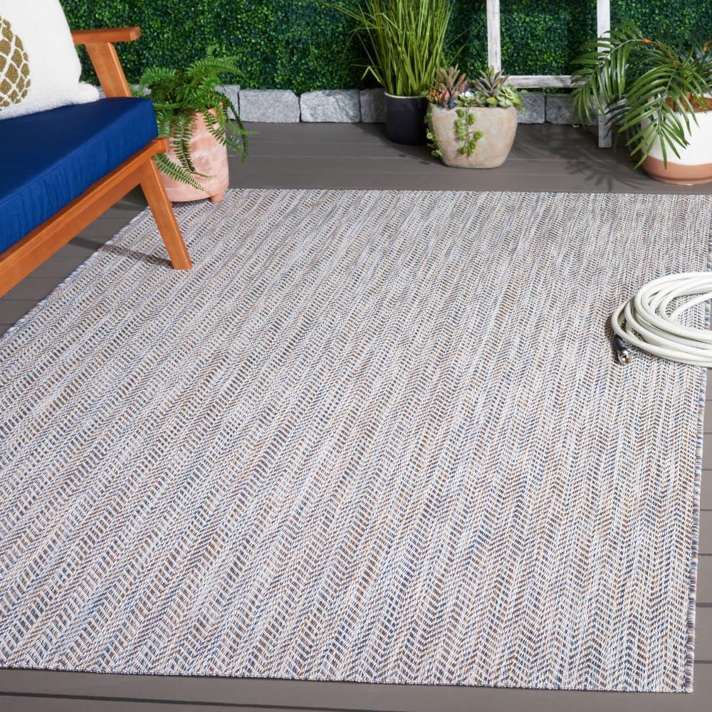image:imageSAFAVIEH Washable Rug Outdoor Courtyard Collection 10 Square Black amp Beige NonShedding amp Easy Cleaning Ideal for Patio Backyard Mudroom CY802236621Ivory BlueBeige