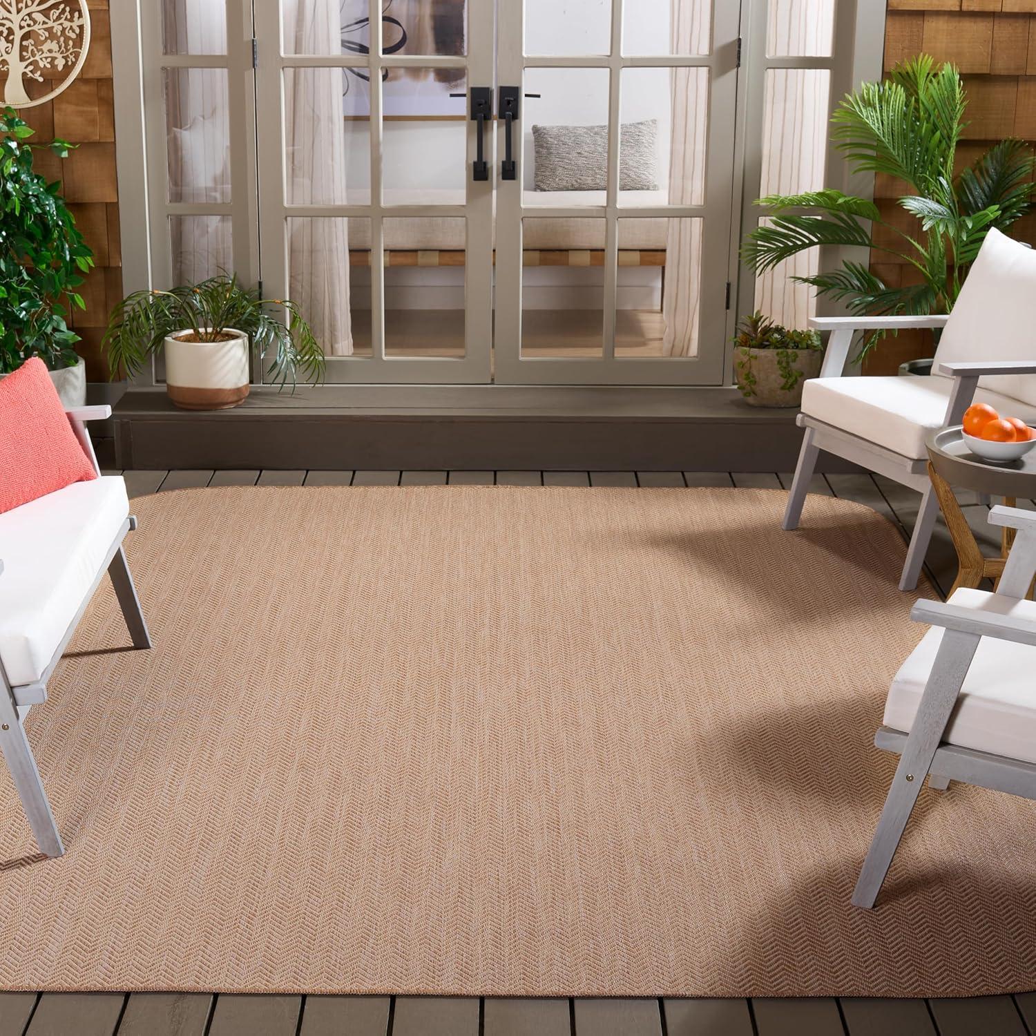 image:imageSAFAVIEH Washable Rug Outdoor Courtyard Collection 10 Square Black amp Beige NonShedding amp Easy Cleaning Ideal for Patio Backyard Mudroom CY802236621NaturalCream