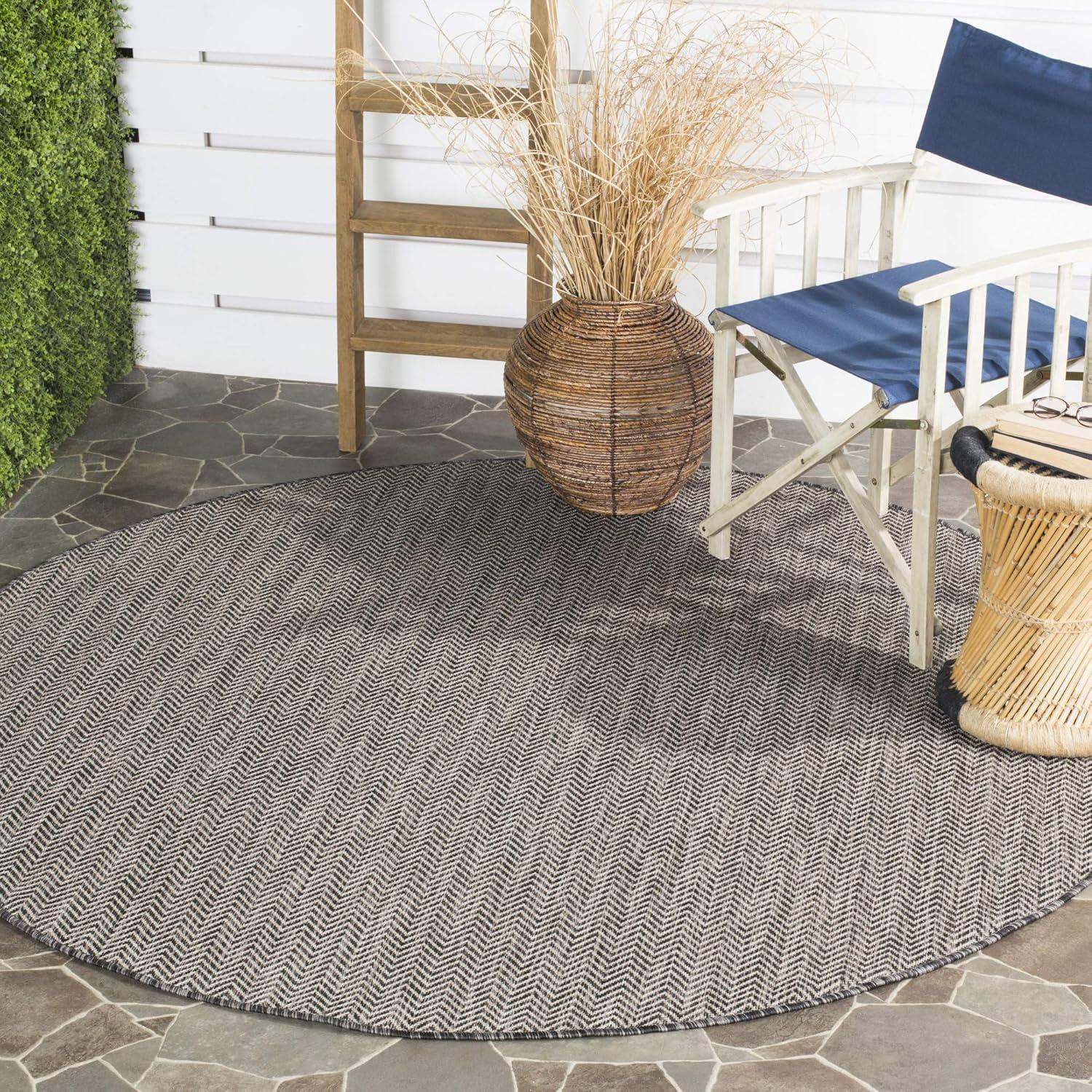 image:imageSAFAVIEH Washable Rug Outdoor Courtyard Collection 10 Square Black amp Beige NonShedding amp Easy Cleaning Ideal for Patio Backyard Mudroom CY802236621BlackBeige
