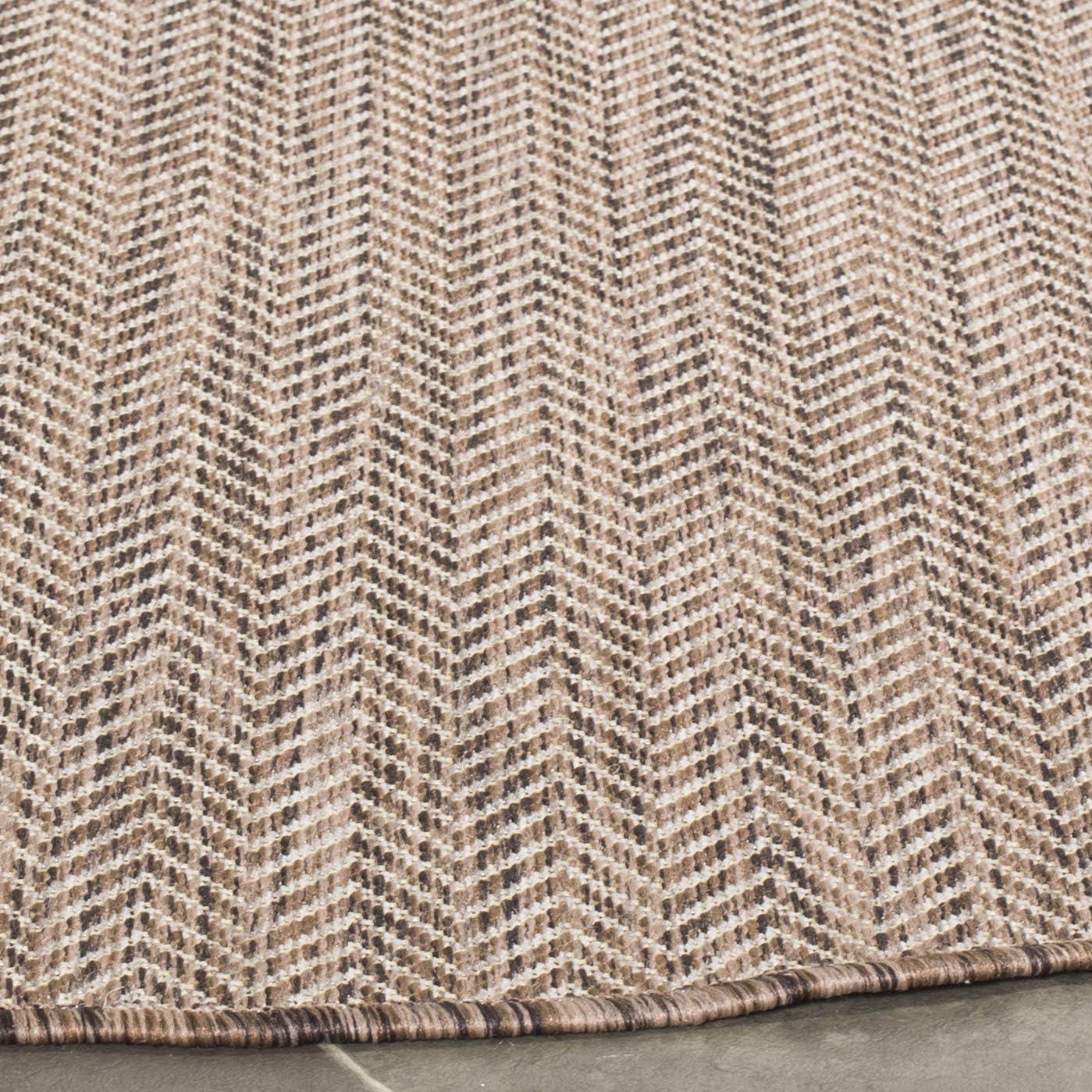 image:imageSAFAVIEH Washable Rug Outdoor Courtyard Collection 10 Square Black amp Beige NonShedding amp Easy Cleaning Ideal for Patio Backyard Mudroom CY802236621BrownBeige