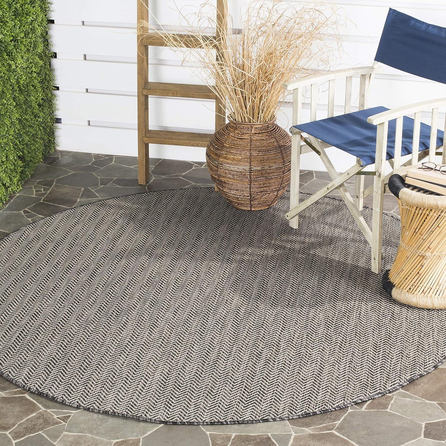 image:imageSAFAVIEH Washable Rug Outdoor Courtyard Collection 10 Square Black amp Beige NonShedding amp Easy Cleaning Ideal for Patio Backyard Mudroom CY802236621BlackBeige