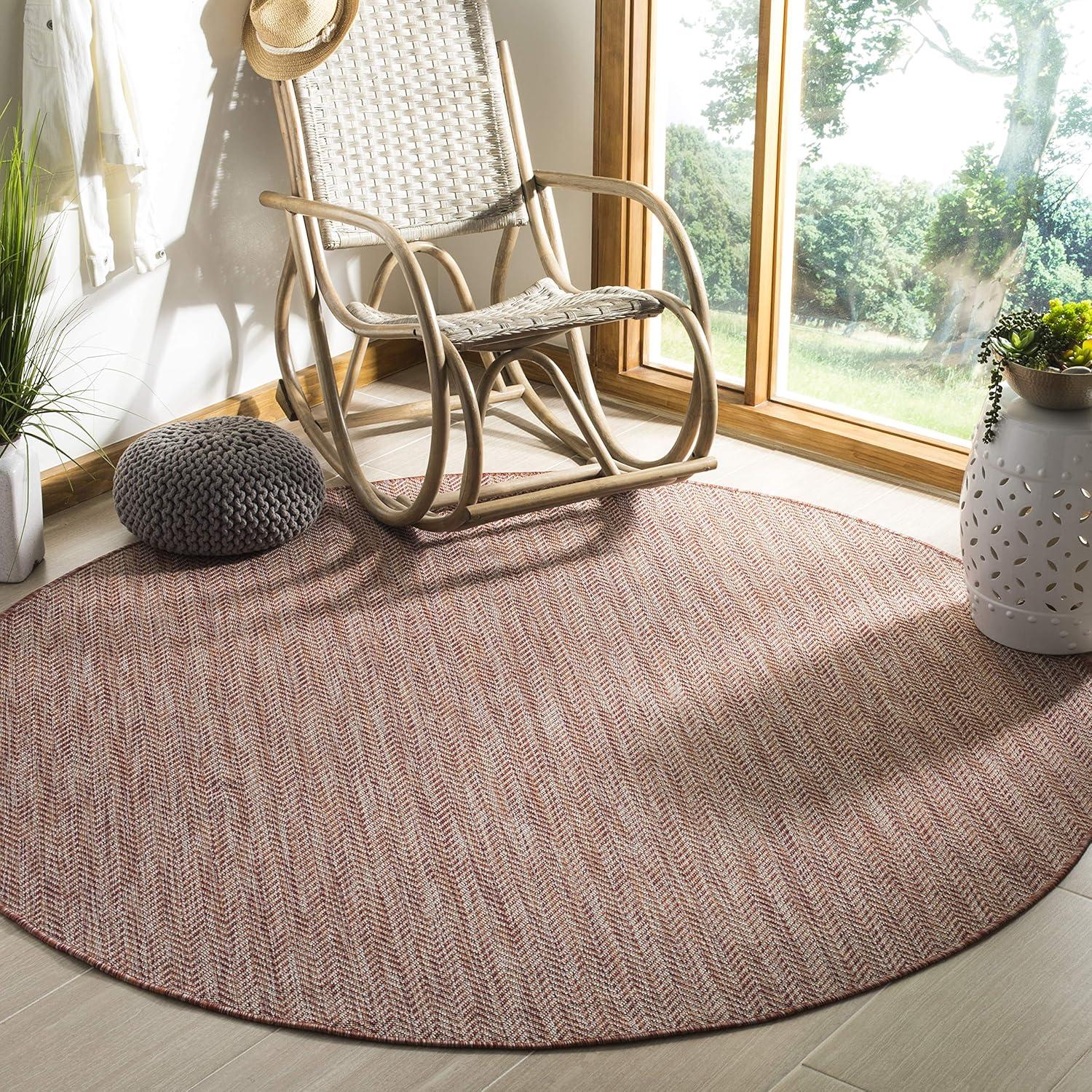 image:imageSAFAVIEH Washable Rug Outdoor Courtyard Collection 10 Square Black amp Beige NonShedding amp Easy Cleaning Ideal for Patio Backyard Mudroom CY802236621RedBeige