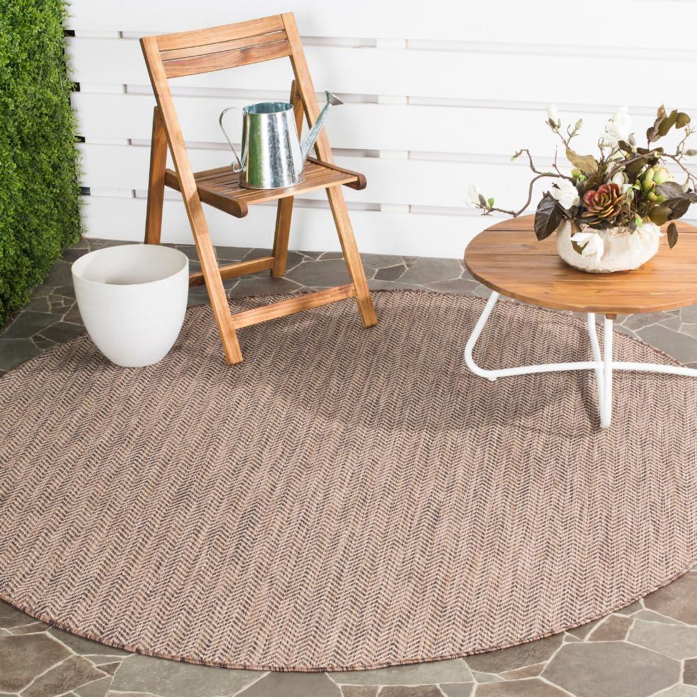 image:imageSAFAVIEH Washable Rug Outdoor Courtyard Collection 10 Square Black amp Beige NonShedding amp Easy Cleaning Ideal for Patio Backyard Mudroom CY802236621BrownBeige