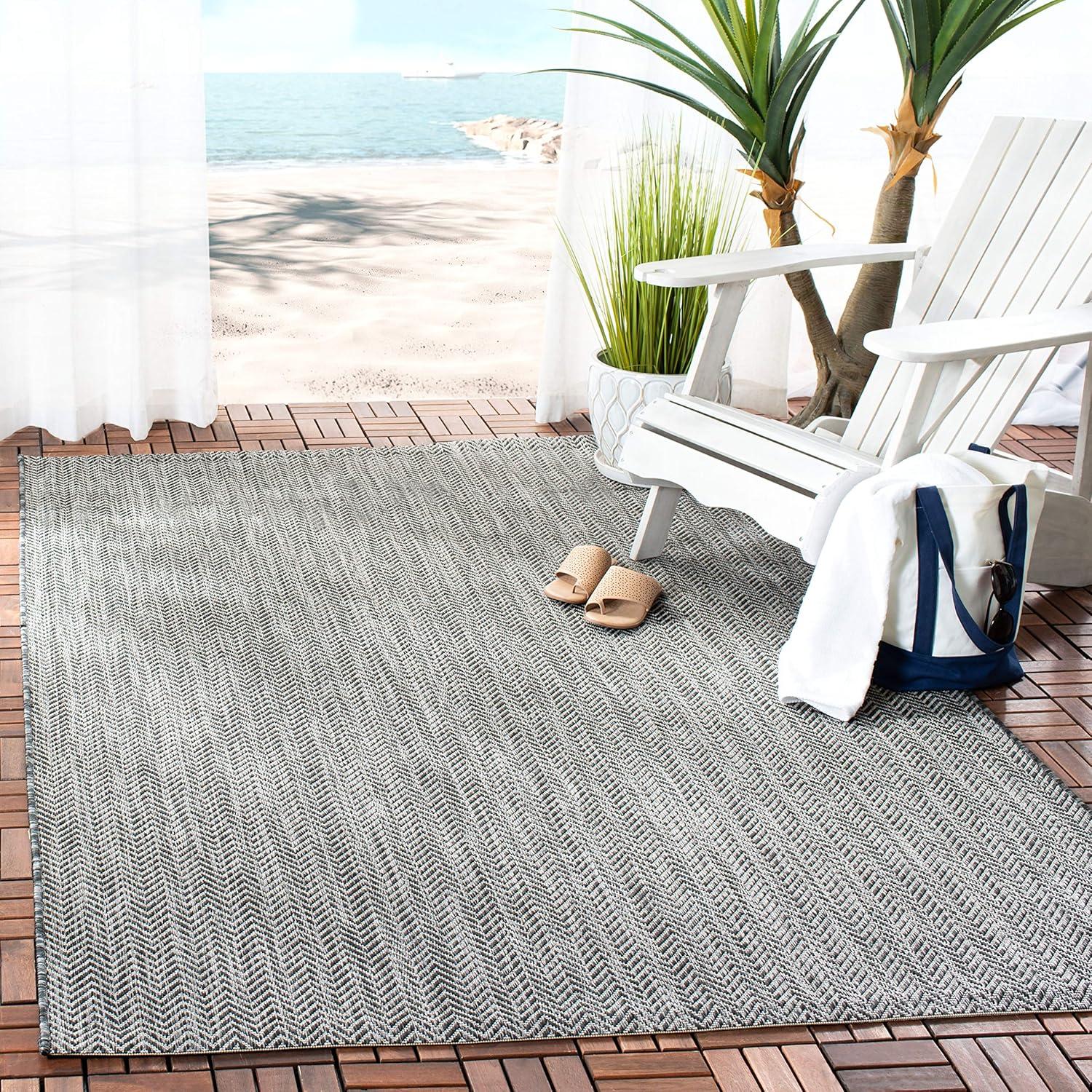 image:imageSAFAVIEH Washable Rug Outdoor Courtyard Collection 10 Square Black amp Beige NonShedding amp Easy Cleaning Ideal for Patio Backyard Mudroom CY802236621BlackBeige