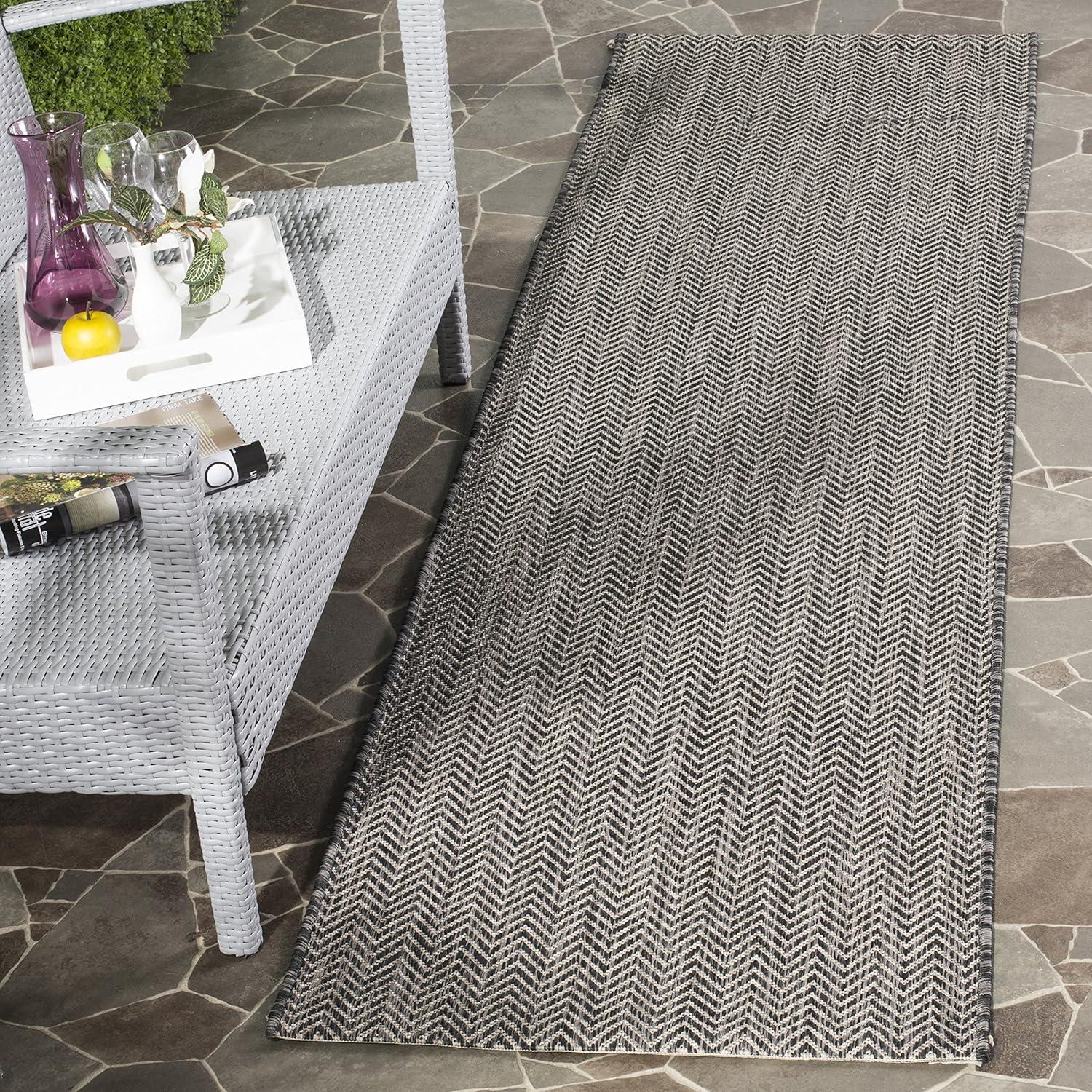 image:imageSAFAVIEH Washable Rug Outdoor Courtyard Collection 10 Square Black amp Beige NonShedding amp Easy Cleaning Ideal for Patio Backyard Mudroom CY802236621BlackBeige
