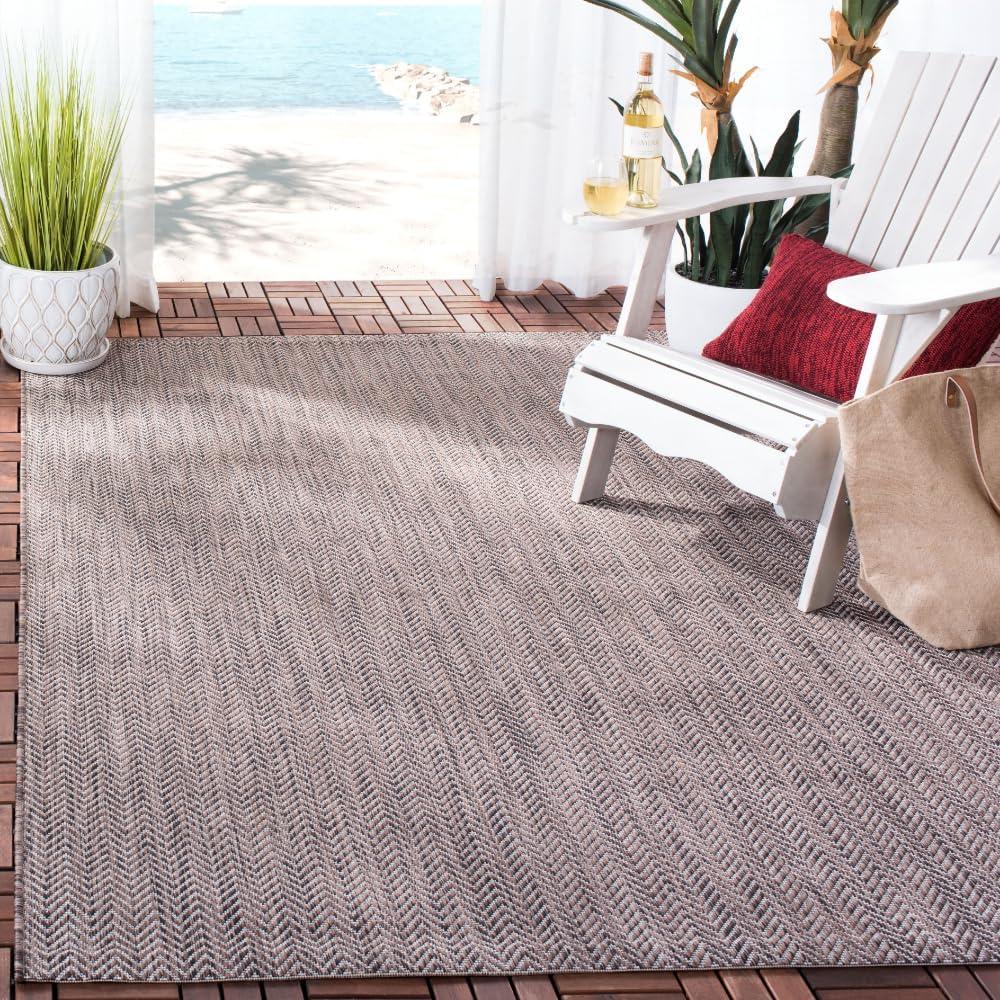 image:imageSAFAVIEH Washable Rug Outdoor Courtyard Collection 10 Square Black amp Beige NonShedding amp Easy Cleaning Ideal for Patio Backyard Mudroom CY802236621BrownBeige