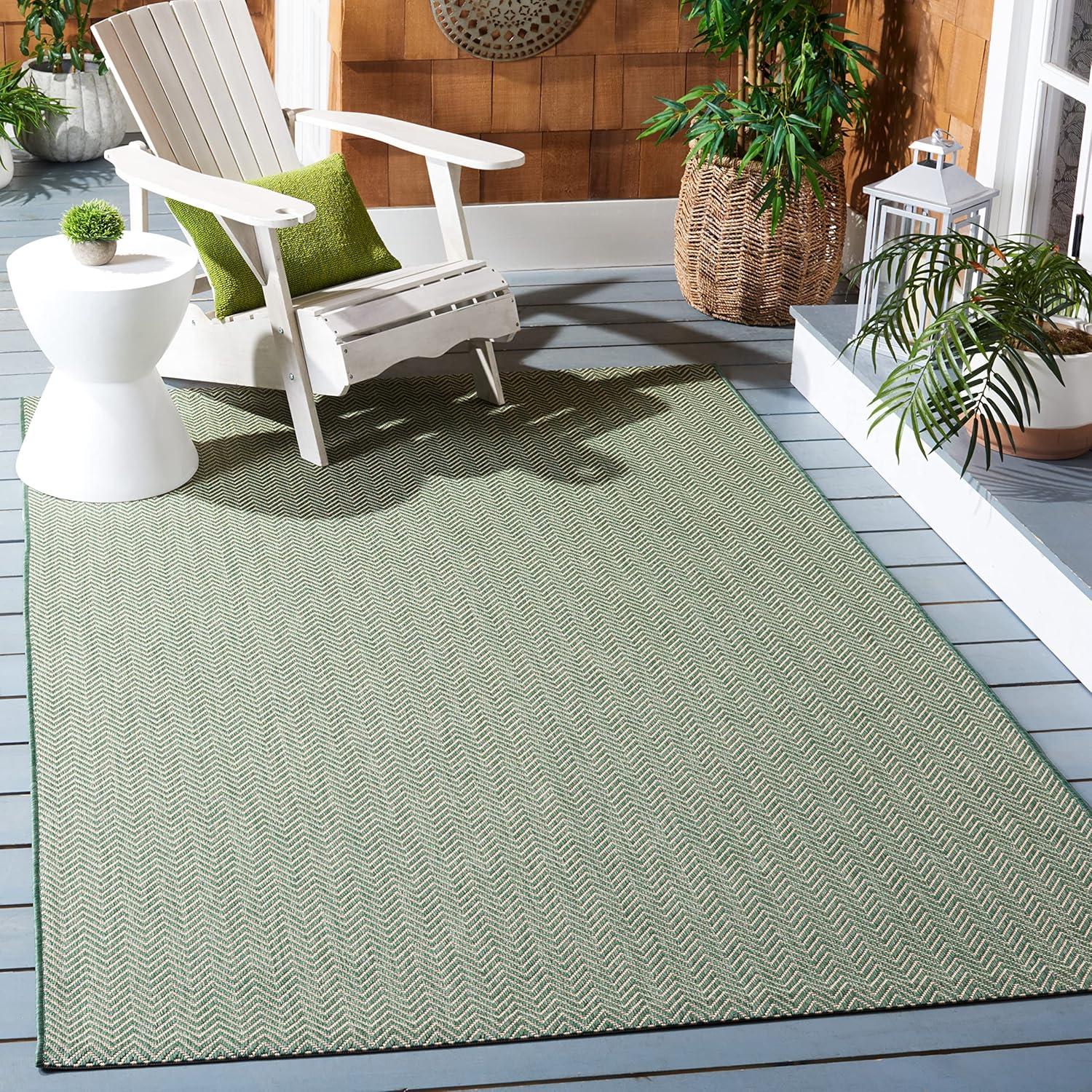 image:imageSAFAVIEH Washable Rug Outdoor Courtyard Collection 10 Square Black amp Beige NonShedding amp Easy Cleaning Ideal for Patio Backyard Mudroom CY802236621Dark GreenBeige