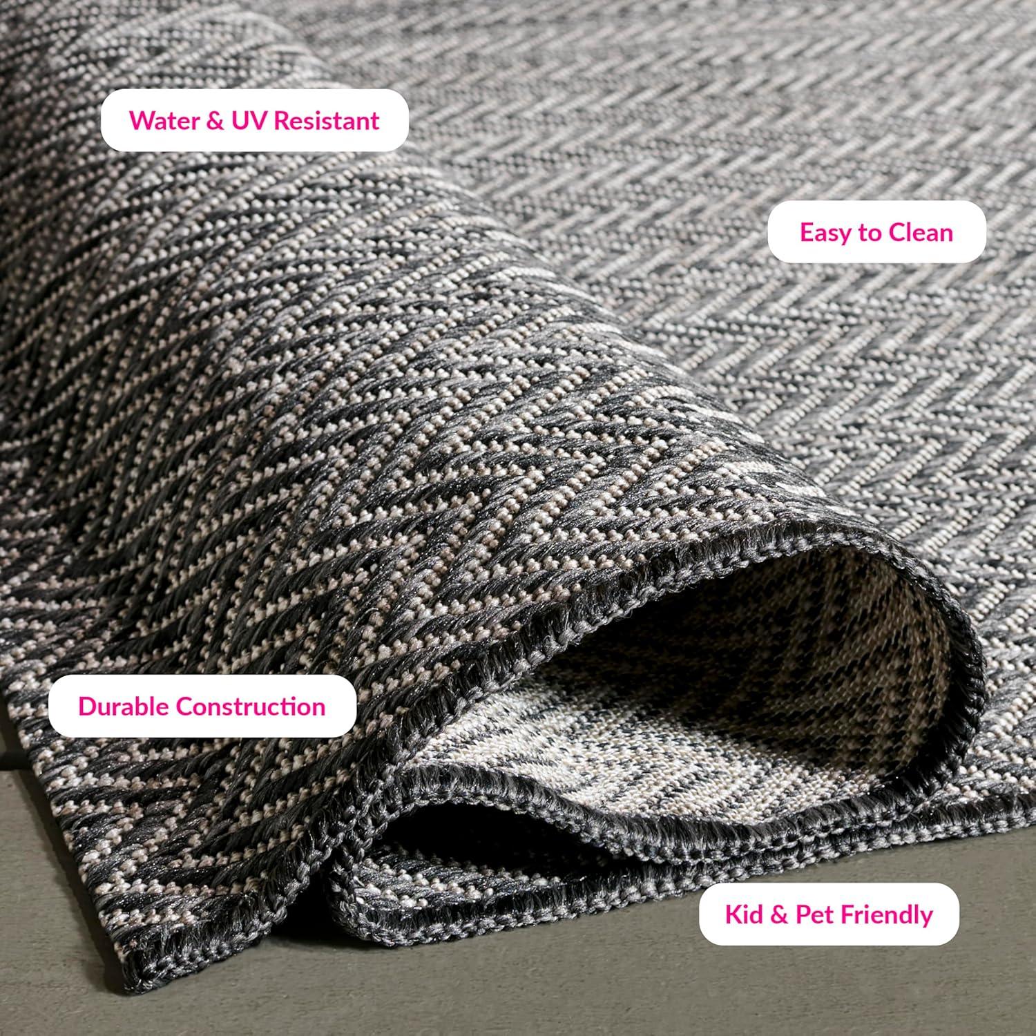 image:imageSAFAVIEH Washable Rug Outdoor Courtyard Collection 10 Square Black amp Beige NonShedding amp Easy Cleaning Ideal for Patio Backyard Mudroom CY802236621BlackBeige