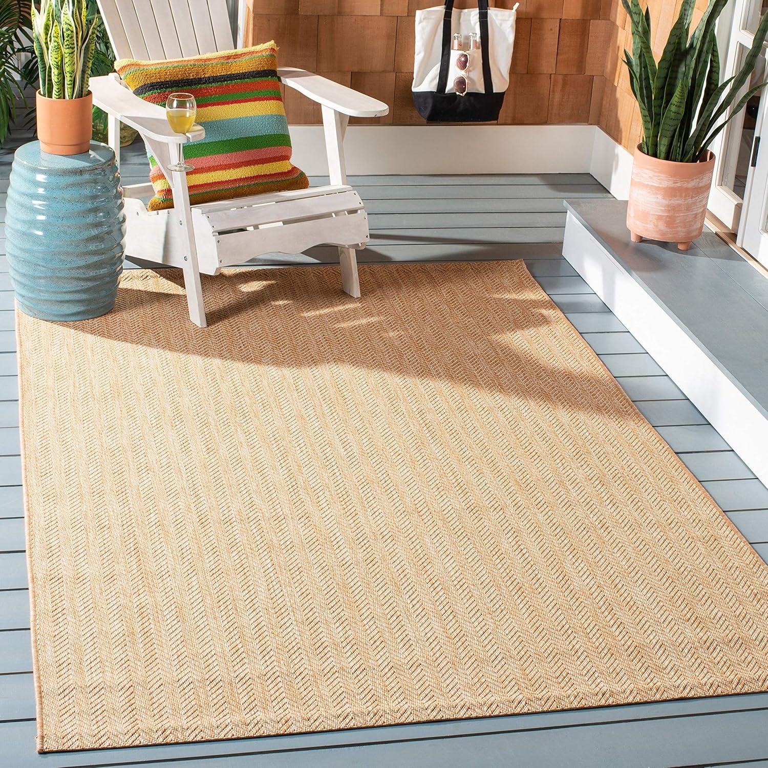 image:imageSAFAVIEH Washable Rug Outdoor Courtyard Collection 10 Square Black amp Beige NonShedding amp Easy Cleaning Ideal for Patio Backyard Mudroom CY802236621BrownBeige