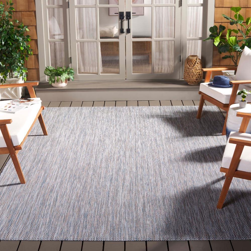 image:imageSAFAVIEH Washable Rug Outdoor Courtyard Collection 10 Square Black amp Beige NonShedding amp Easy Cleaning Ideal for Patio Backyard Mudroom CY802236621Ivory BlueBeige