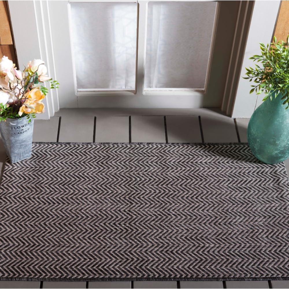 image:imageSAFAVIEH Washable Rug Outdoor Courtyard Collection 10 Square Black amp Beige NonShedding amp Easy Cleaning Ideal for Patio Backyard Mudroom CY802236621BlackBeige