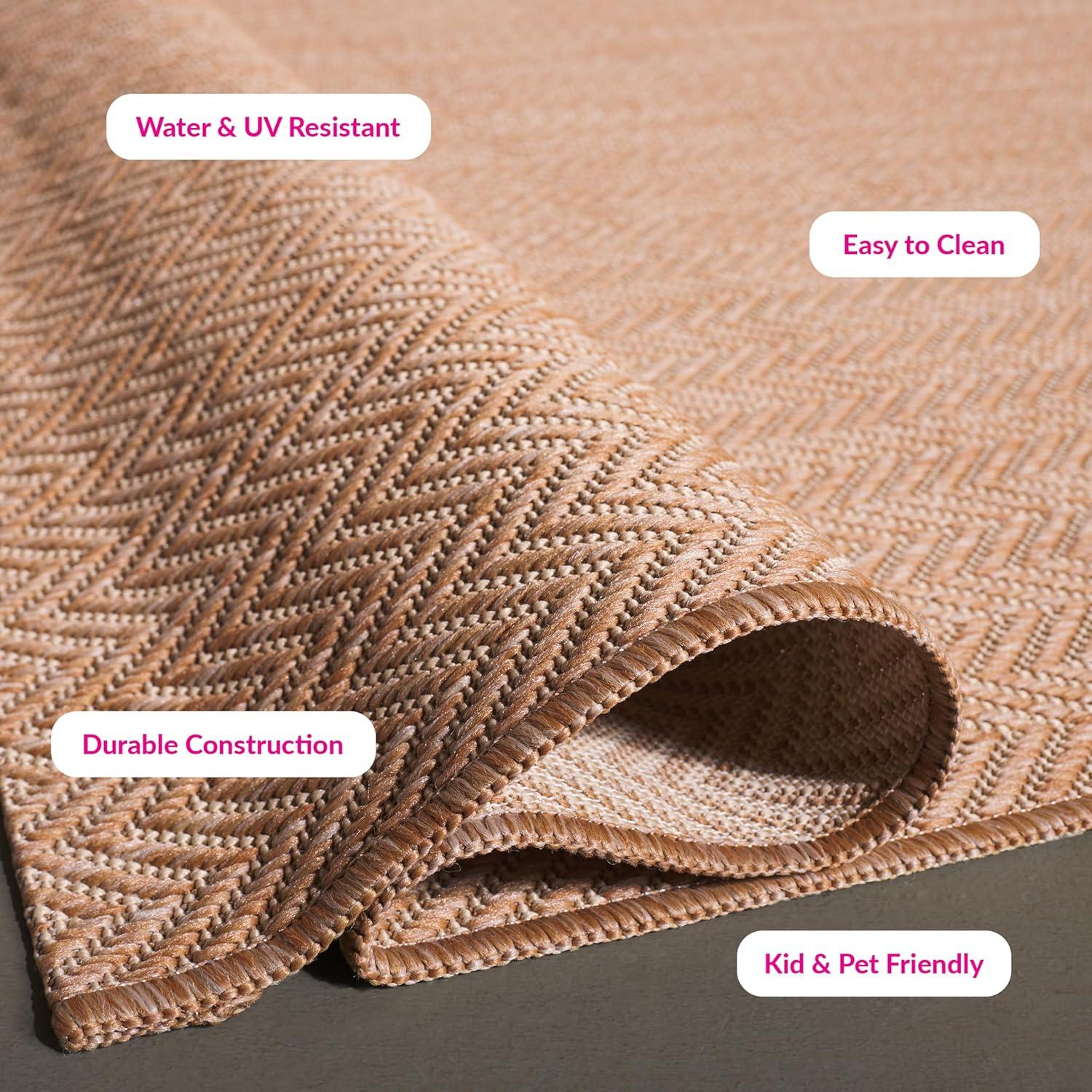 image:imageSAFAVIEH Washable Rug Outdoor Courtyard Collection 10 Square Black amp Beige NonShedding amp Easy Cleaning Ideal for Patio Backyard Mudroom CY802236621NaturalCream