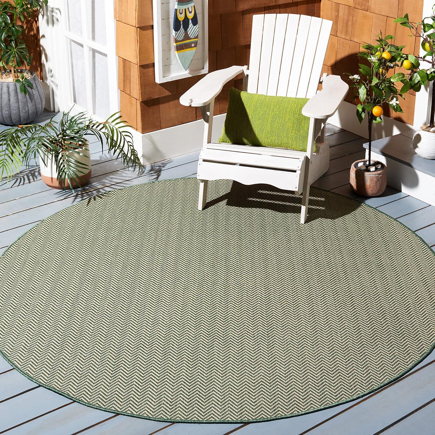 image:imageSAFAVIEH Washable Rug Outdoor Courtyard Collection 10 Square Black amp Beige NonShedding amp Easy Cleaning Ideal for Patio Backyard Mudroom CY802236621Dark GreenBeige
