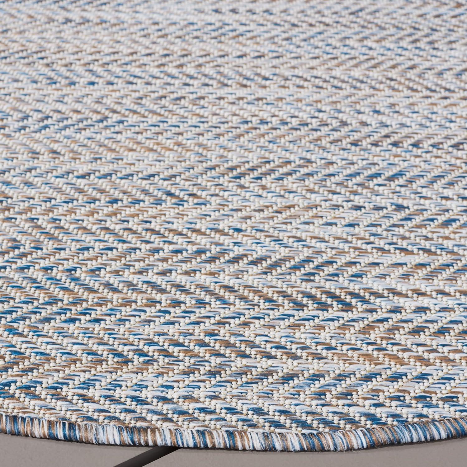 image:imageSAFAVIEH Washable Rug Outdoor Courtyard Collection 10 Square Black amp Beige NonShedding amp Easy Cleaning Ideal for Patio Backyard Mudroom CY802236621Ivory BlueBeige