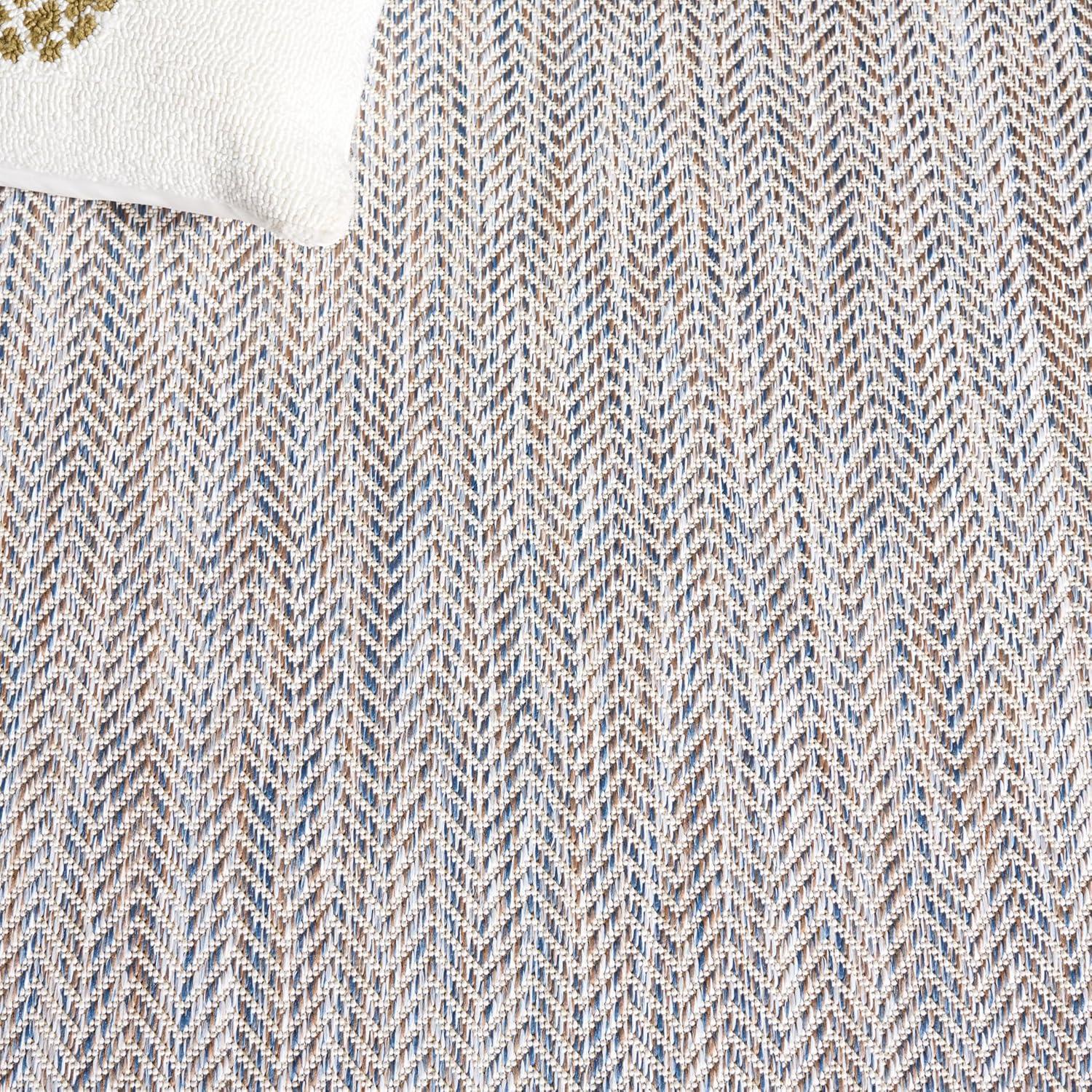 image:imageSAFAVIEH Washable Rug Outdoor Courtyard Collection 10 Square Black amp Beige NonShedding amp Easy Cleaning Ideal for Patio Backyard Mudroom CY802236621Ivory BlueBeige